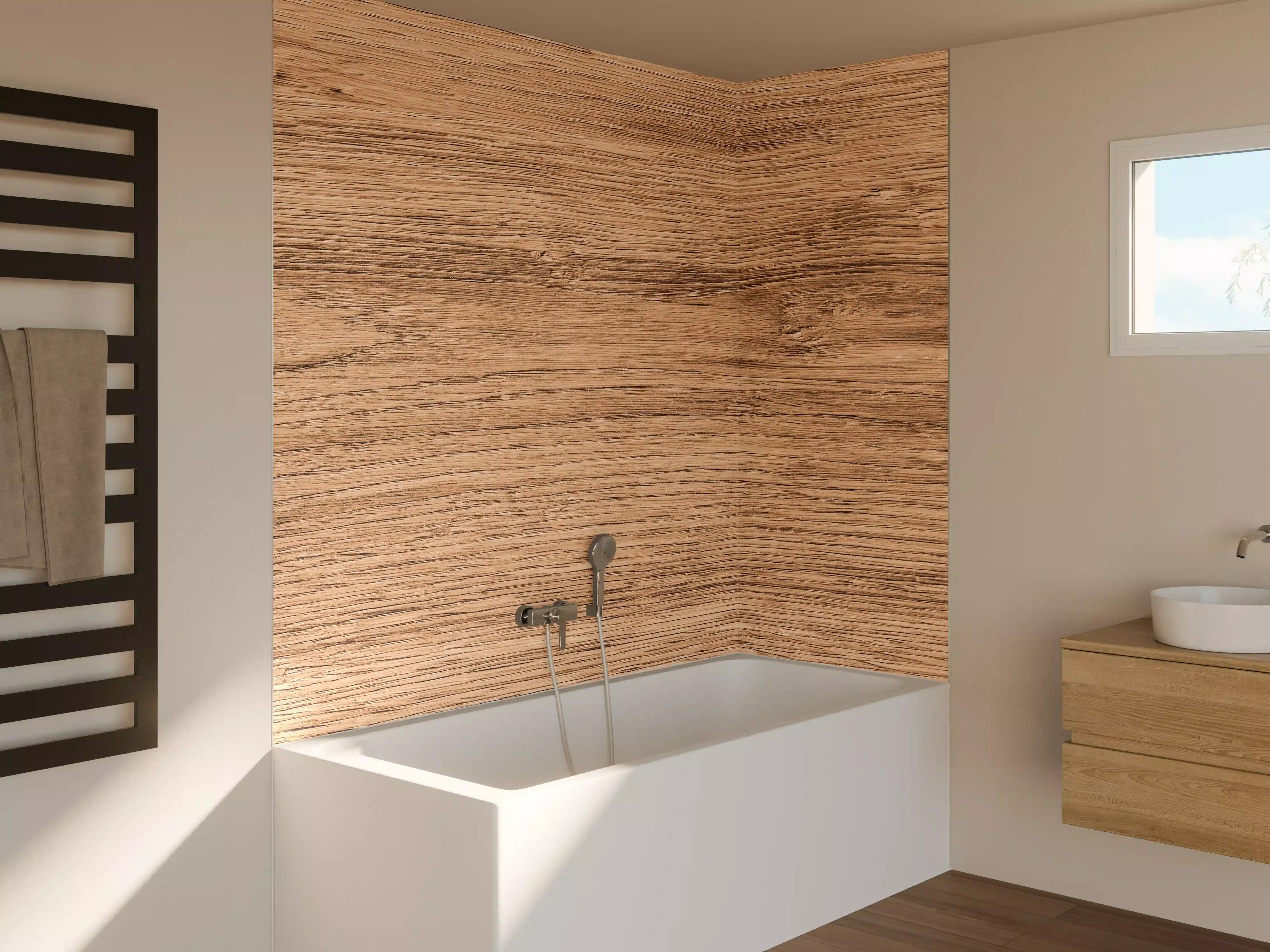 Badewannen-Rückwand - Hartholz Eiche Textur