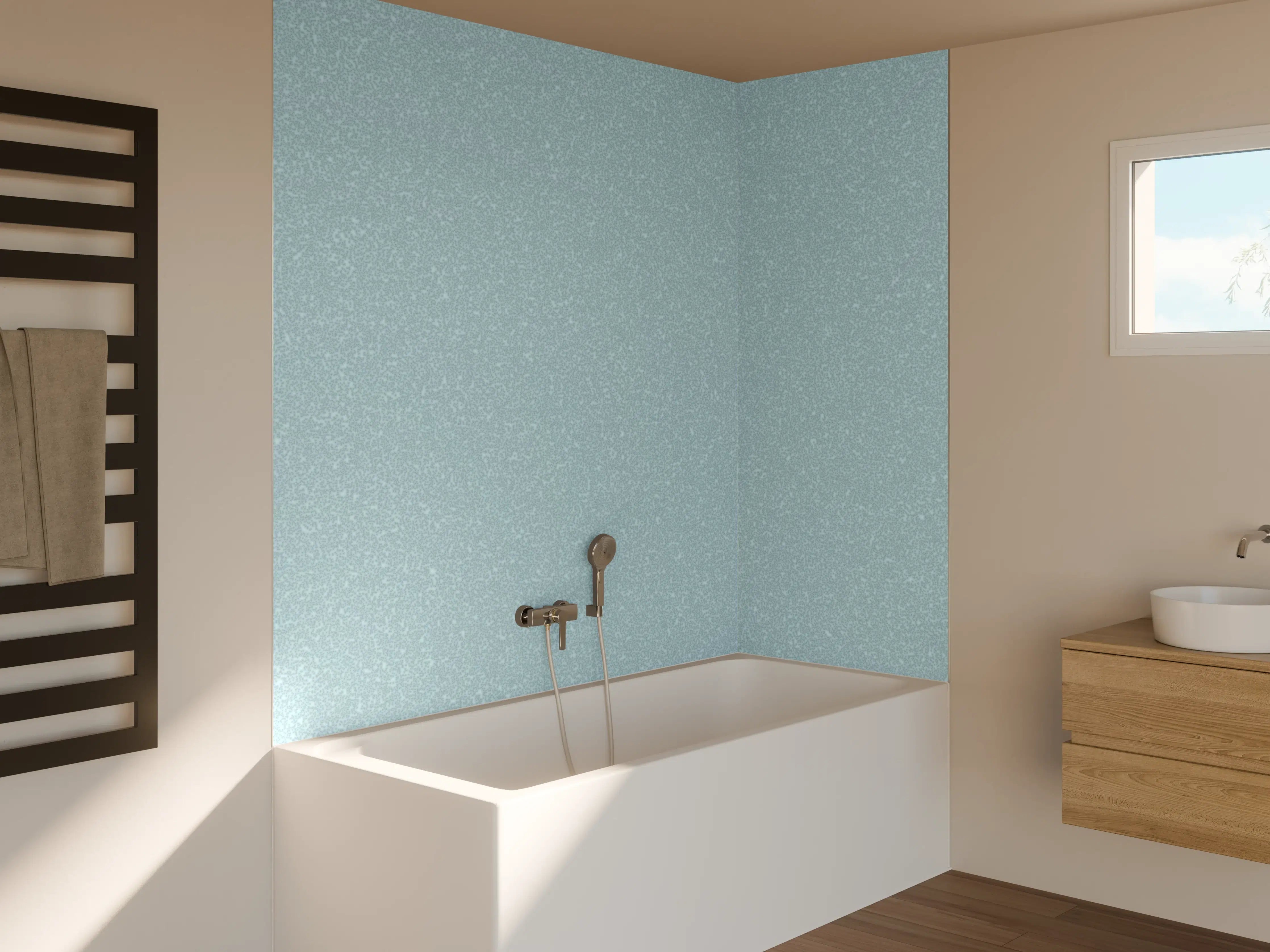 Badewannen-Rückwand - Hellblaue Wandtextur
