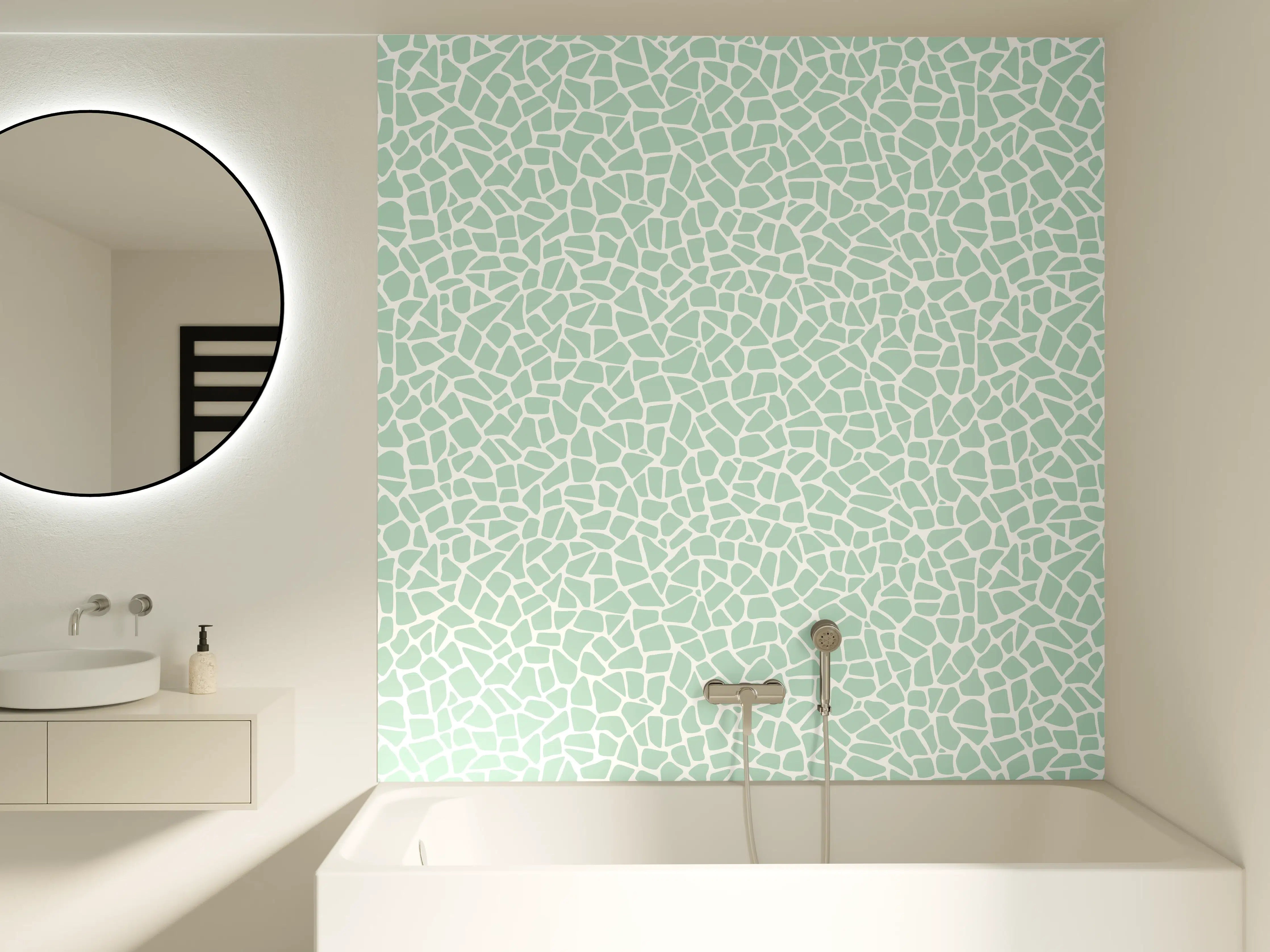 Badewannen-Rückwand - Helle Marmor-Textur in Pastellgrün