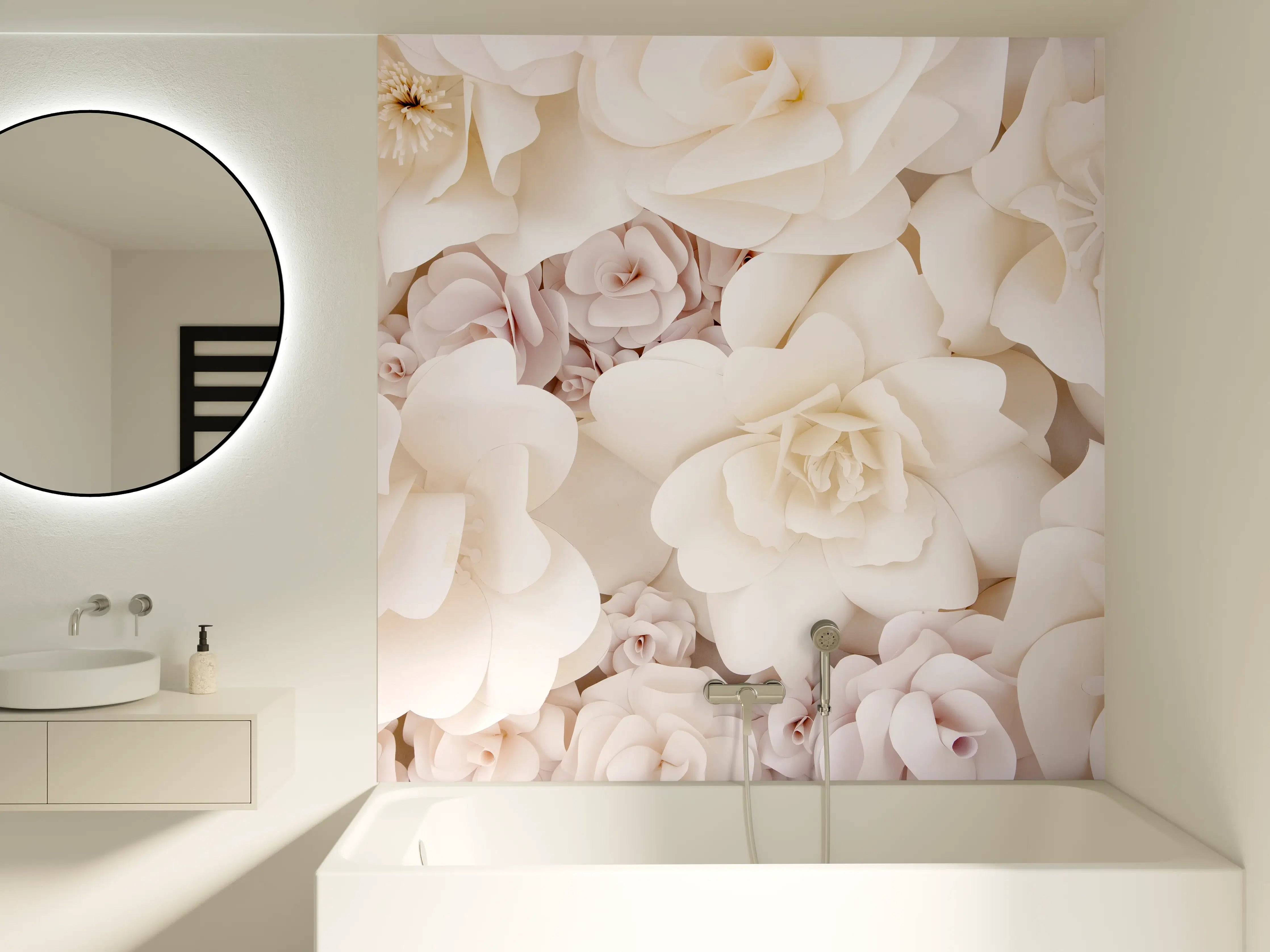 Badewannen-Rückwand - Helle ästhetische Papierblumen