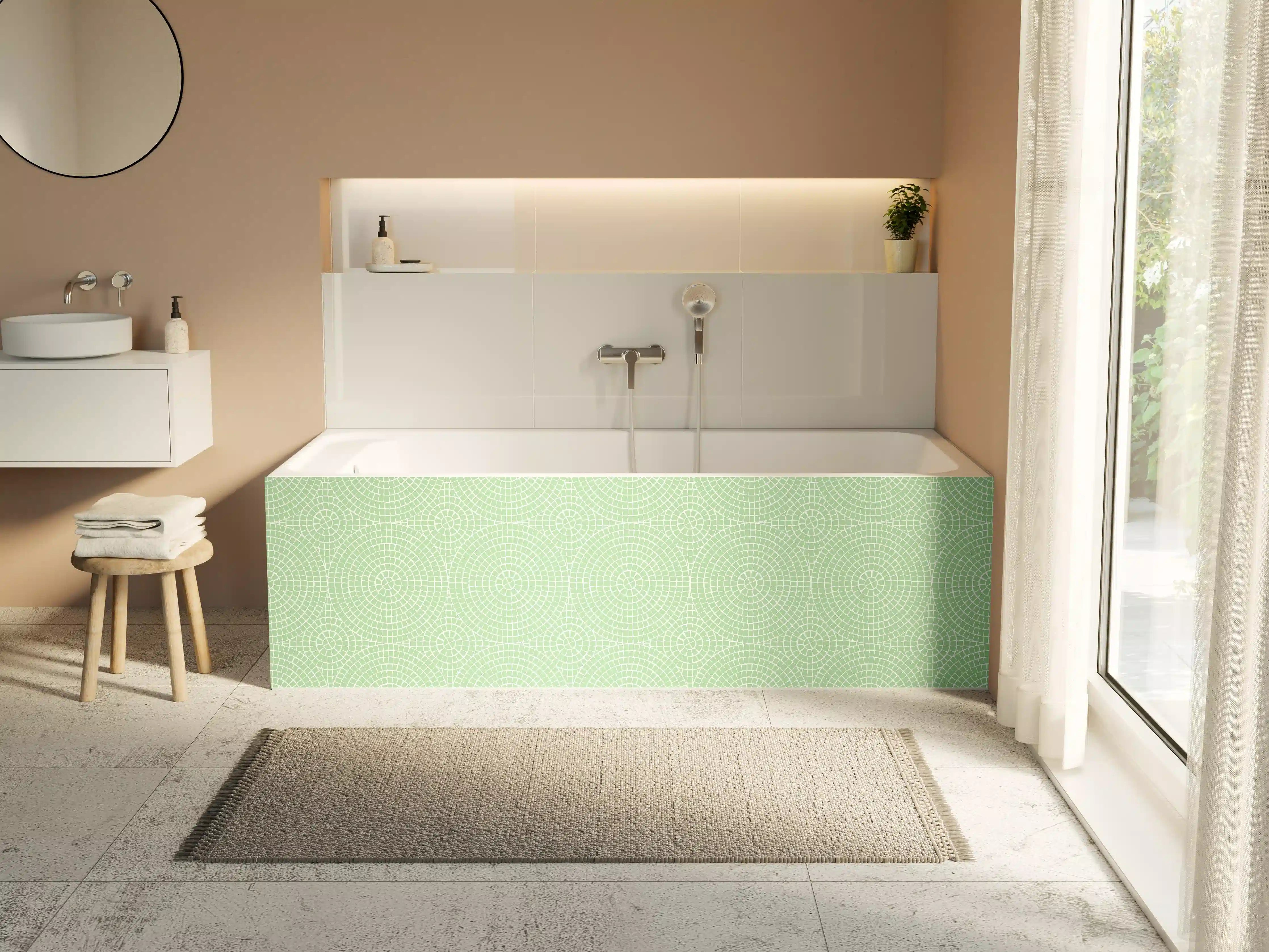 Badewannen-Rückwand - Helle grüne geometrische Musterfläche