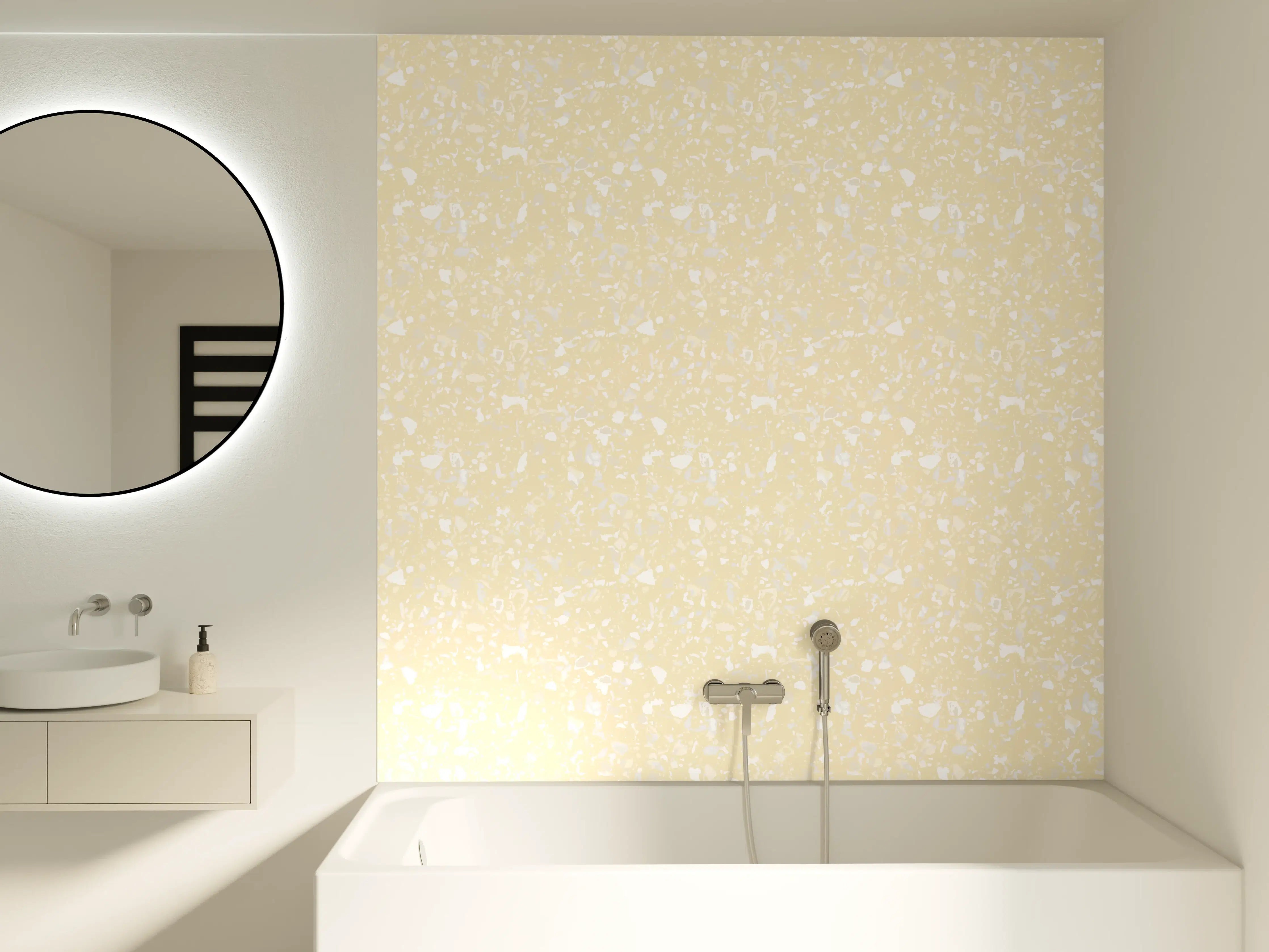 Badewannen-Rückwand - Helle, cremige Textur mit zartem Glanzeffekt