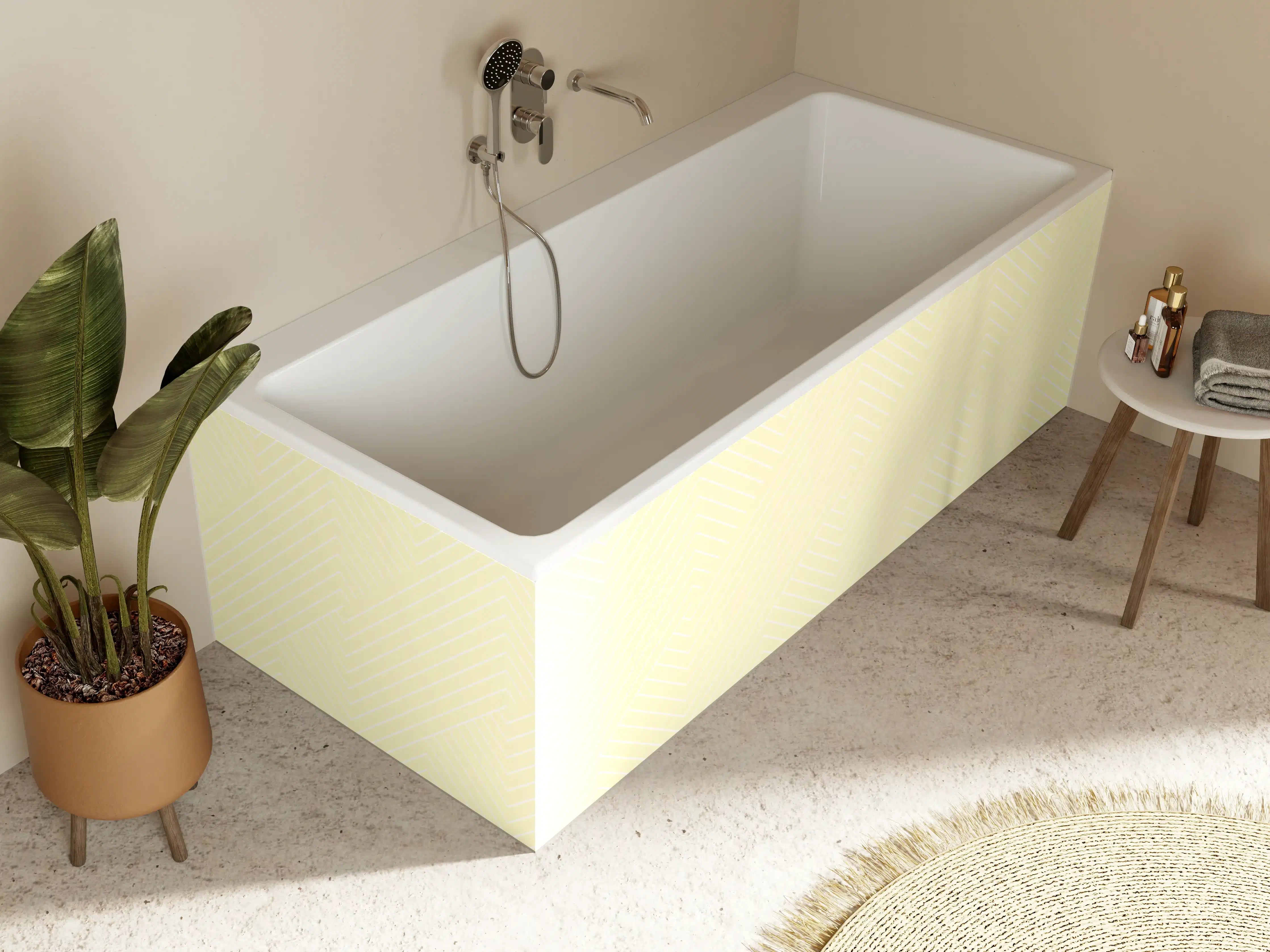 Badewannen-Rückwand - Helle, sanfte Pastellfarben mit subtilen Mustern