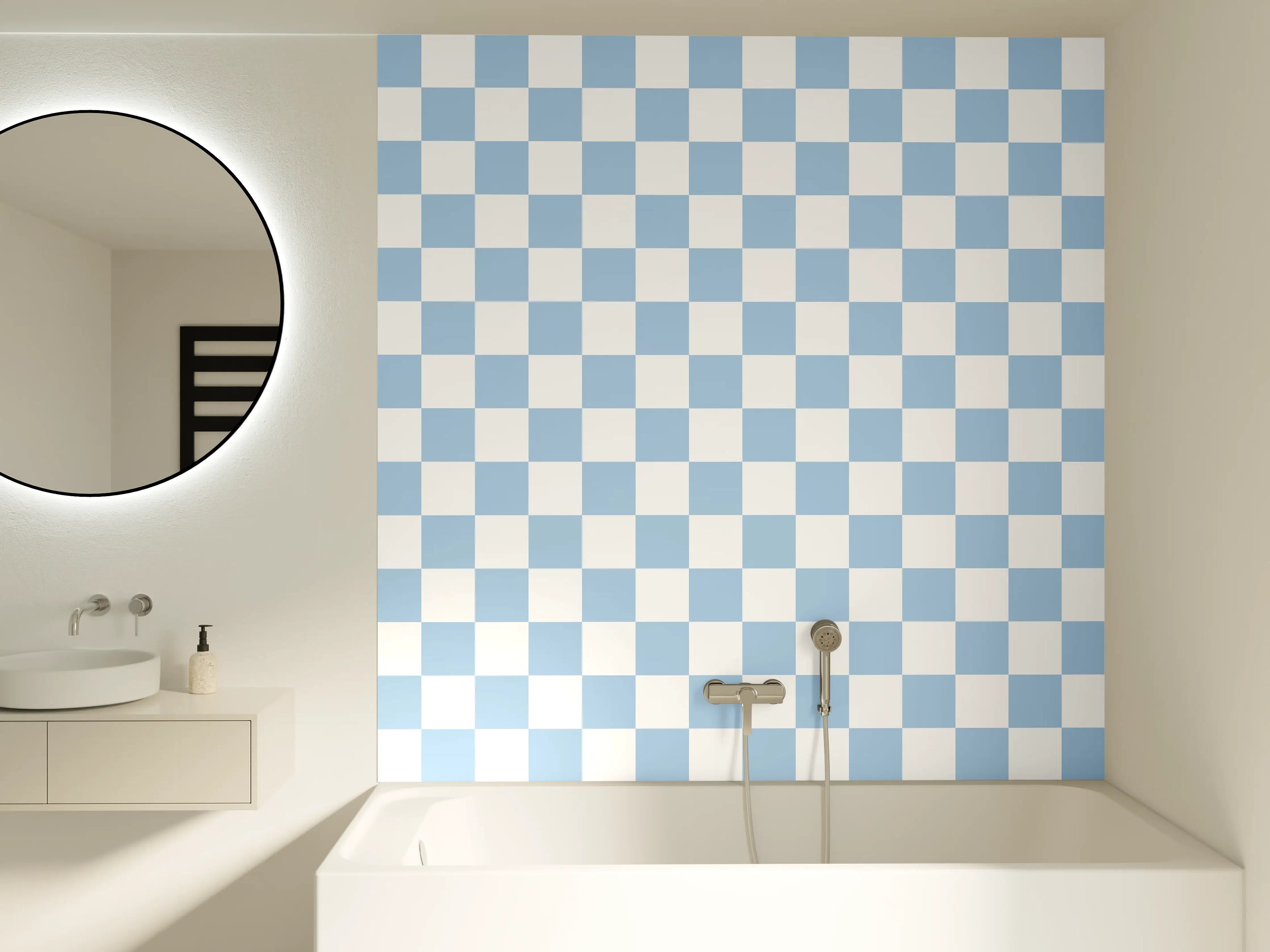 Badewannen-Rückwand - Helle, transparente Glas- und Porzellangläser