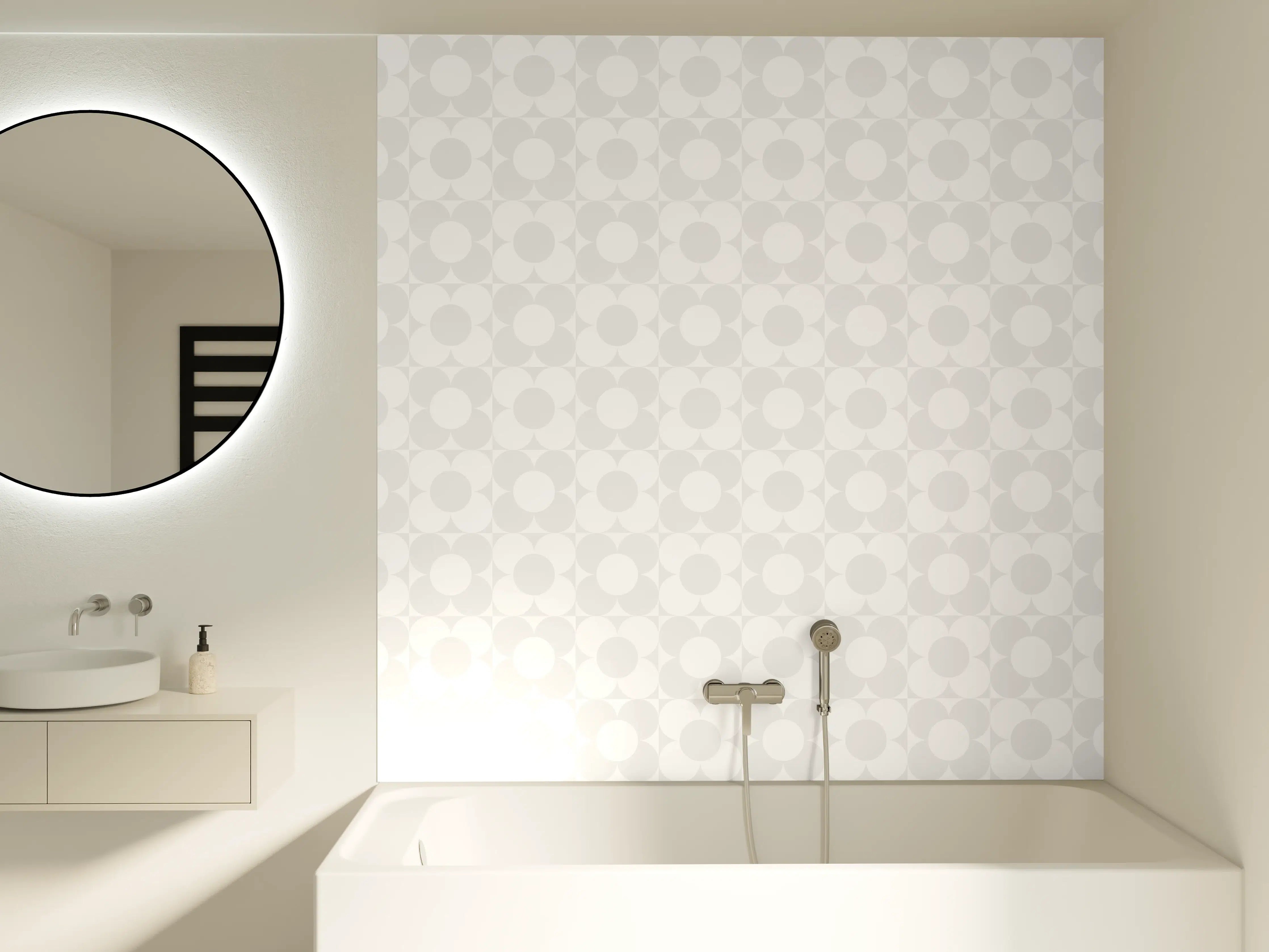 Badewannen-Rückwand - Heller Grau-Marmor-Glanz