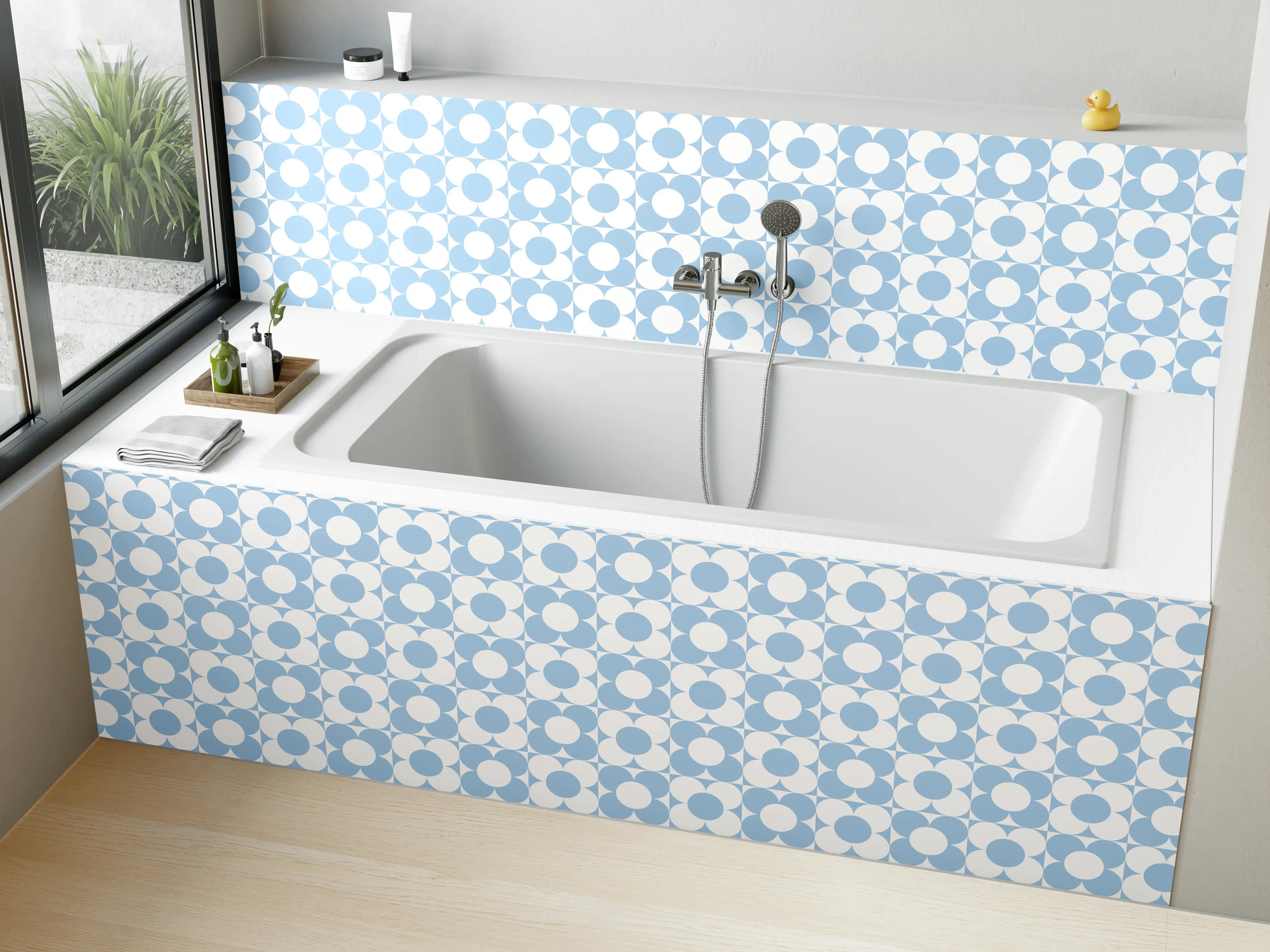 Badewannen-Rückwand - Heller blauer Punktmuster-Design