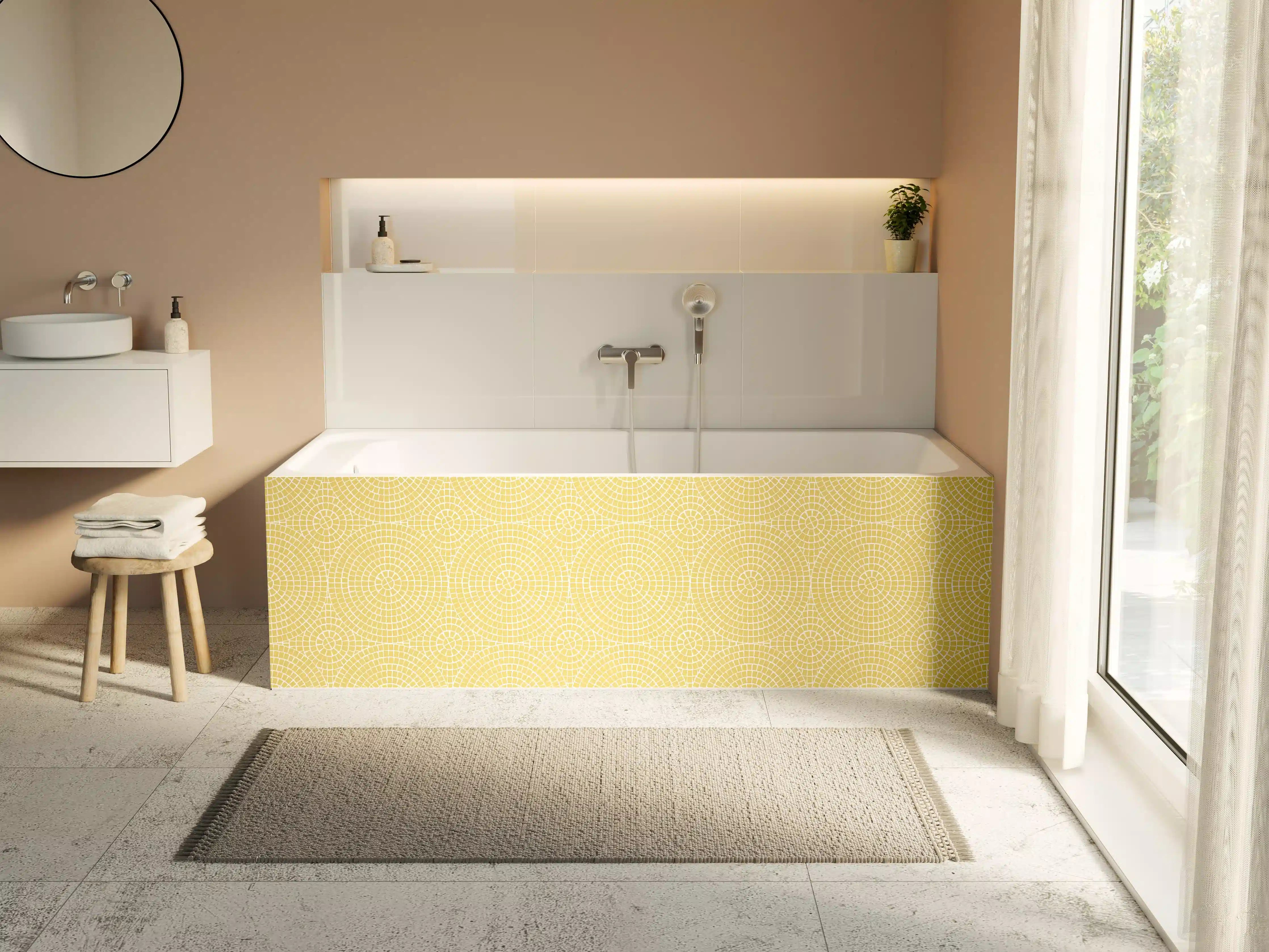 Badewannen-Rückwand - Heller gelber Musterhintergrund