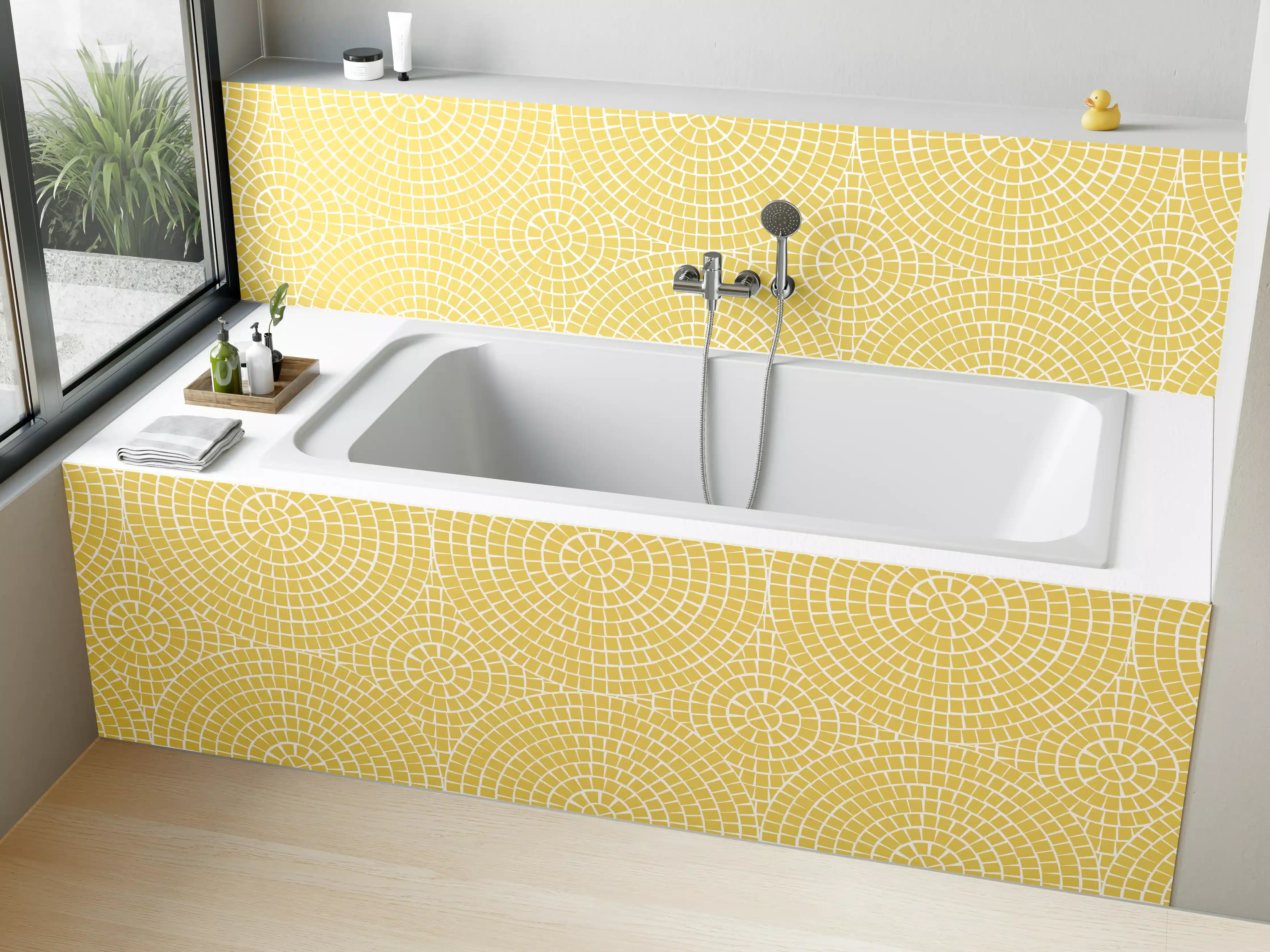 Badewannen-Rückwand - Heller gelber Musterhintergrund