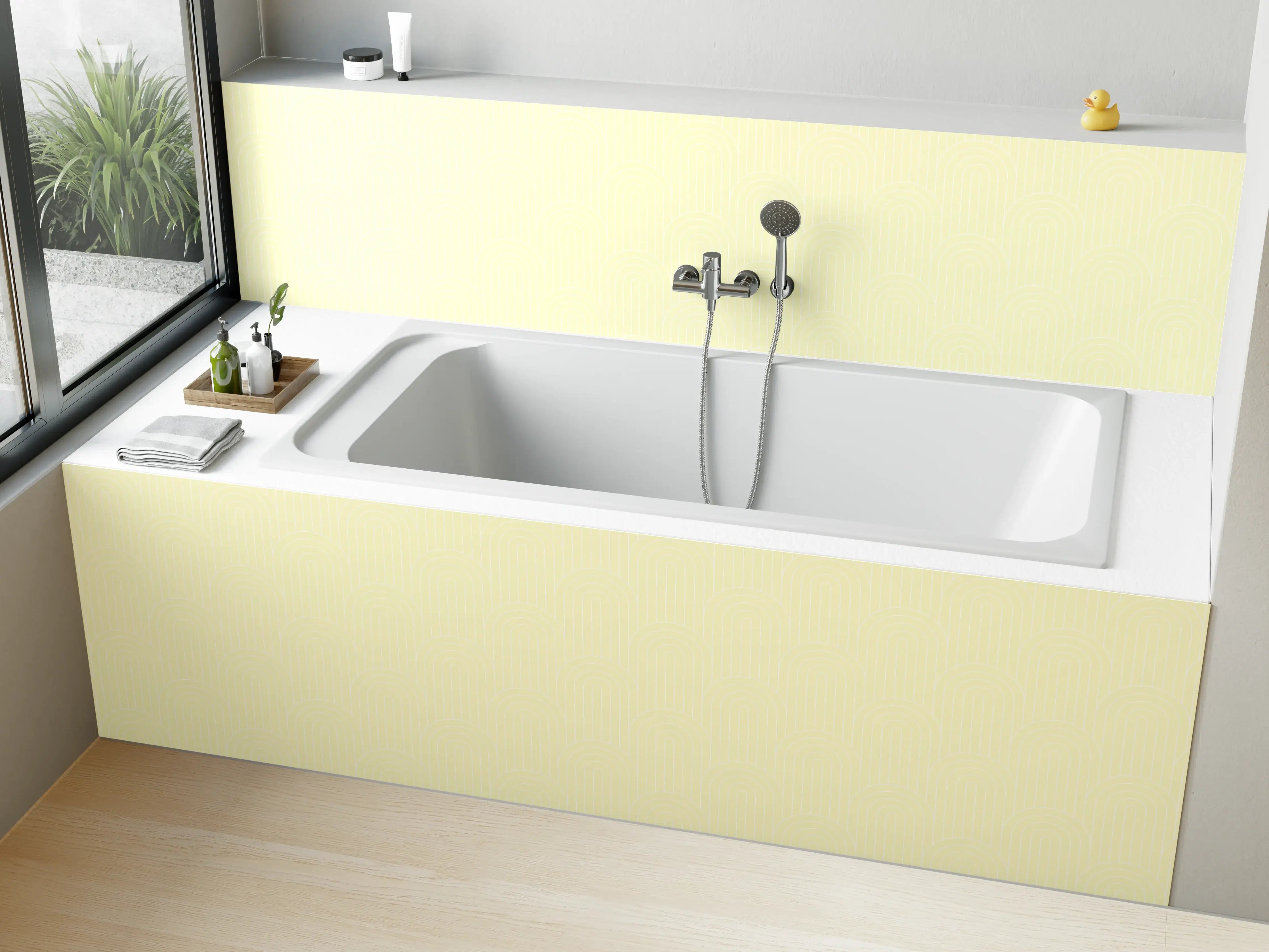 Badewannen-Rückwand - Heller, minimalistischer Hintergrund in Cremefarben