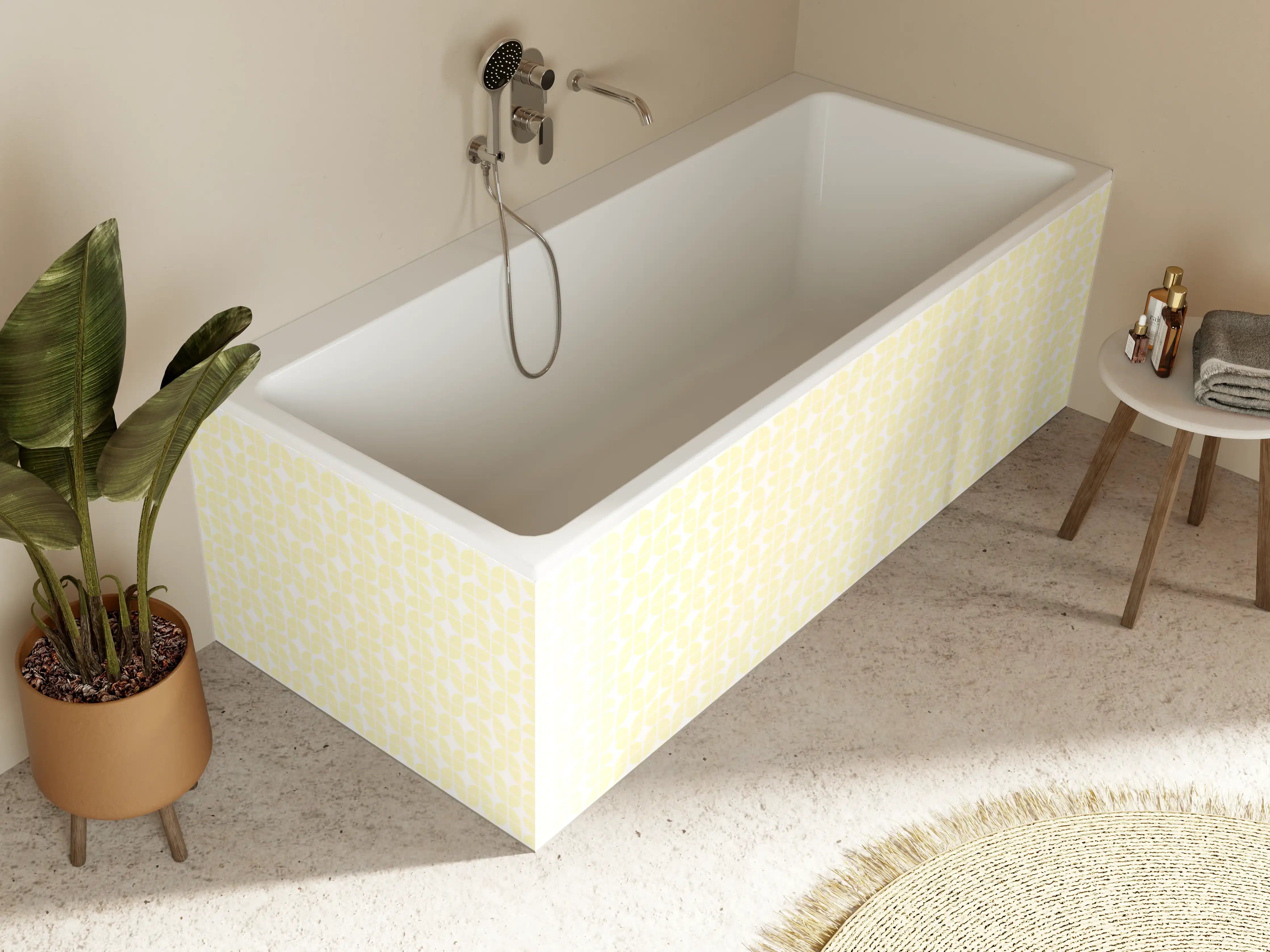Badewannen-Rückwand - Helles, sanftes floral inspiriertes Muster