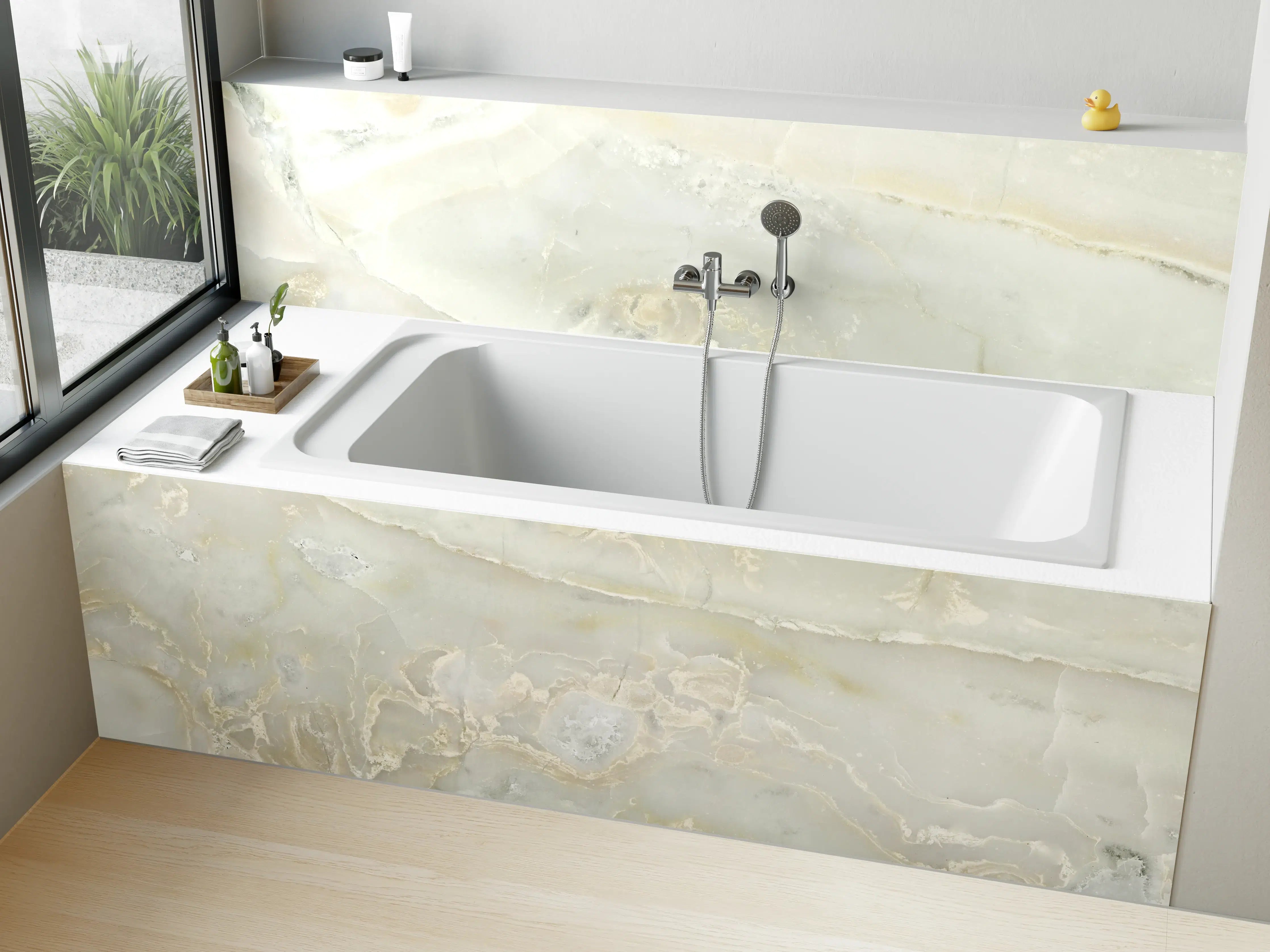 Badewannen-Rückwand - Hellgrüner Marmor