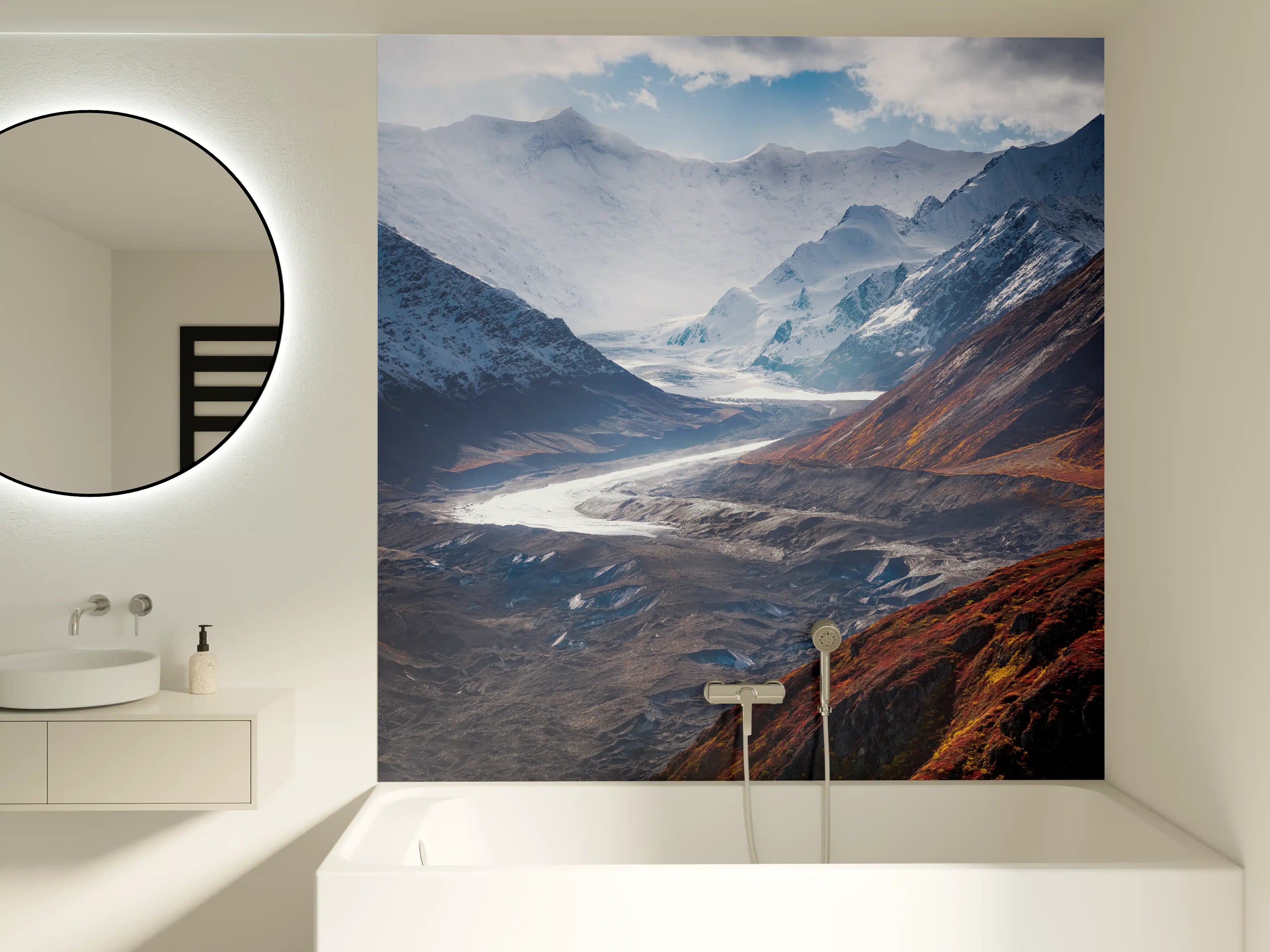 Badewannen-Rückwand - Herbst-Winter in Alaskas Bergen