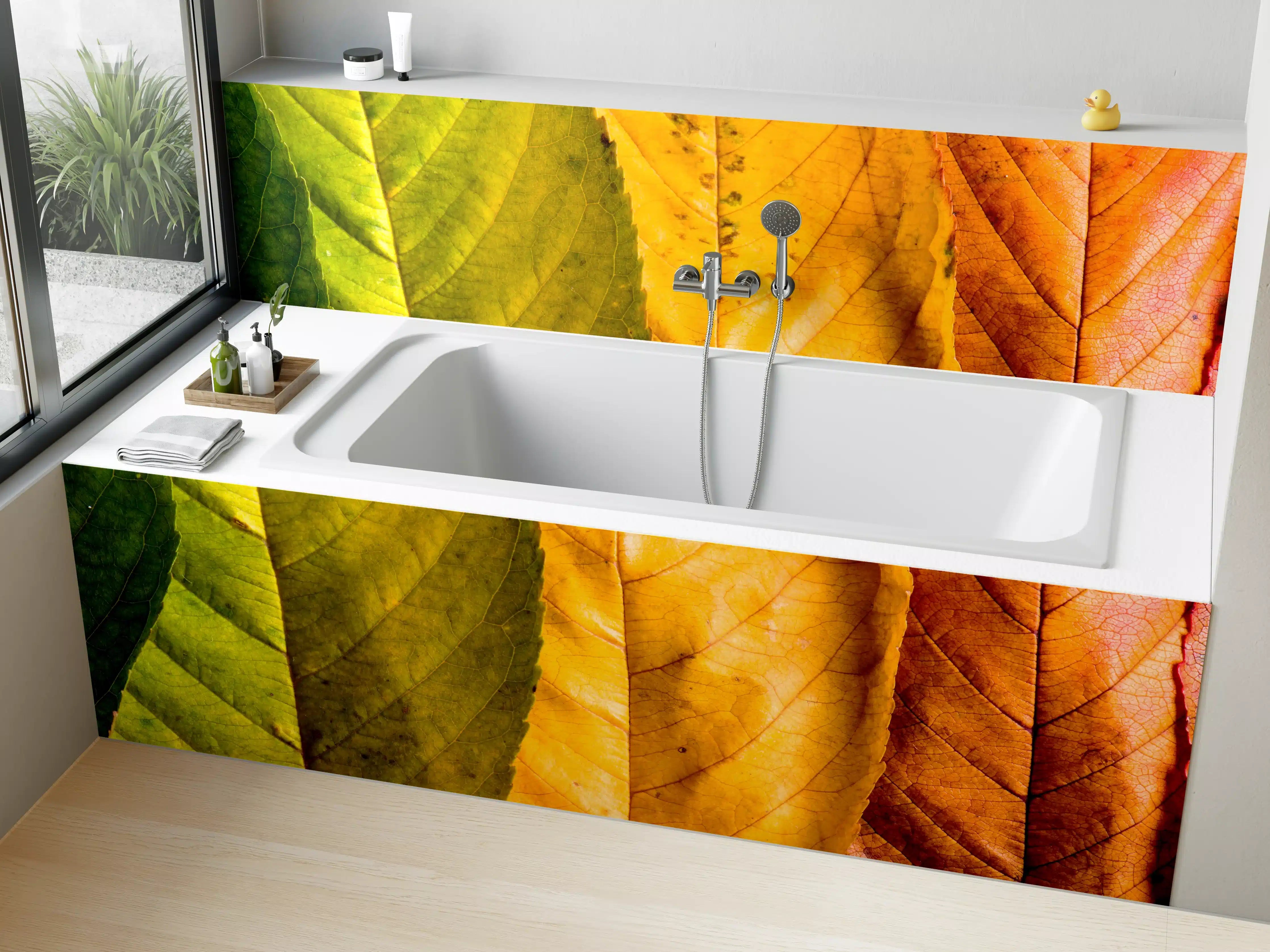 Badewannen-Rückwand - Herbstlaub Komposition