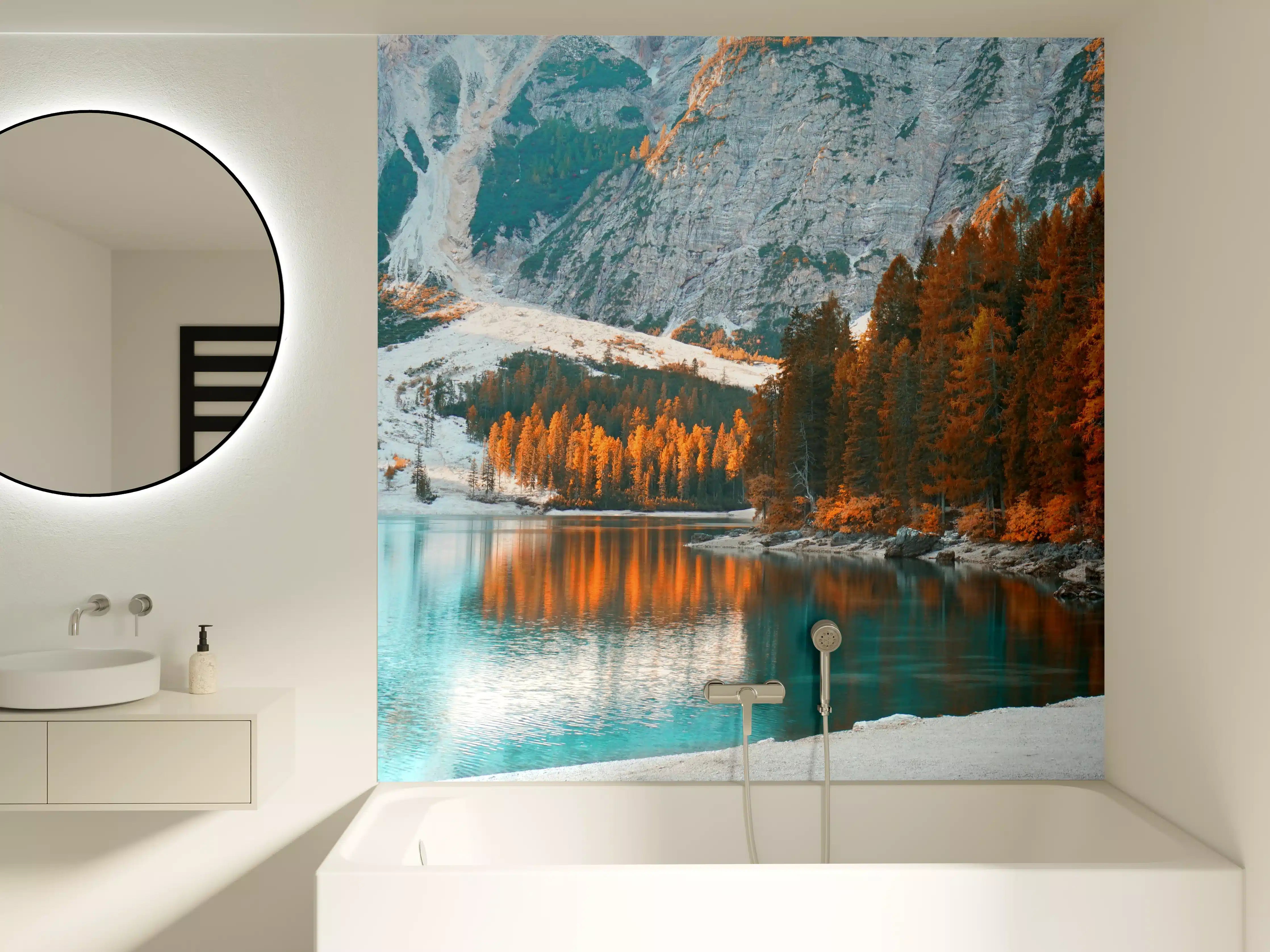 Badewannen-Rückwand - Herbstliche Bergsee-Landschaft