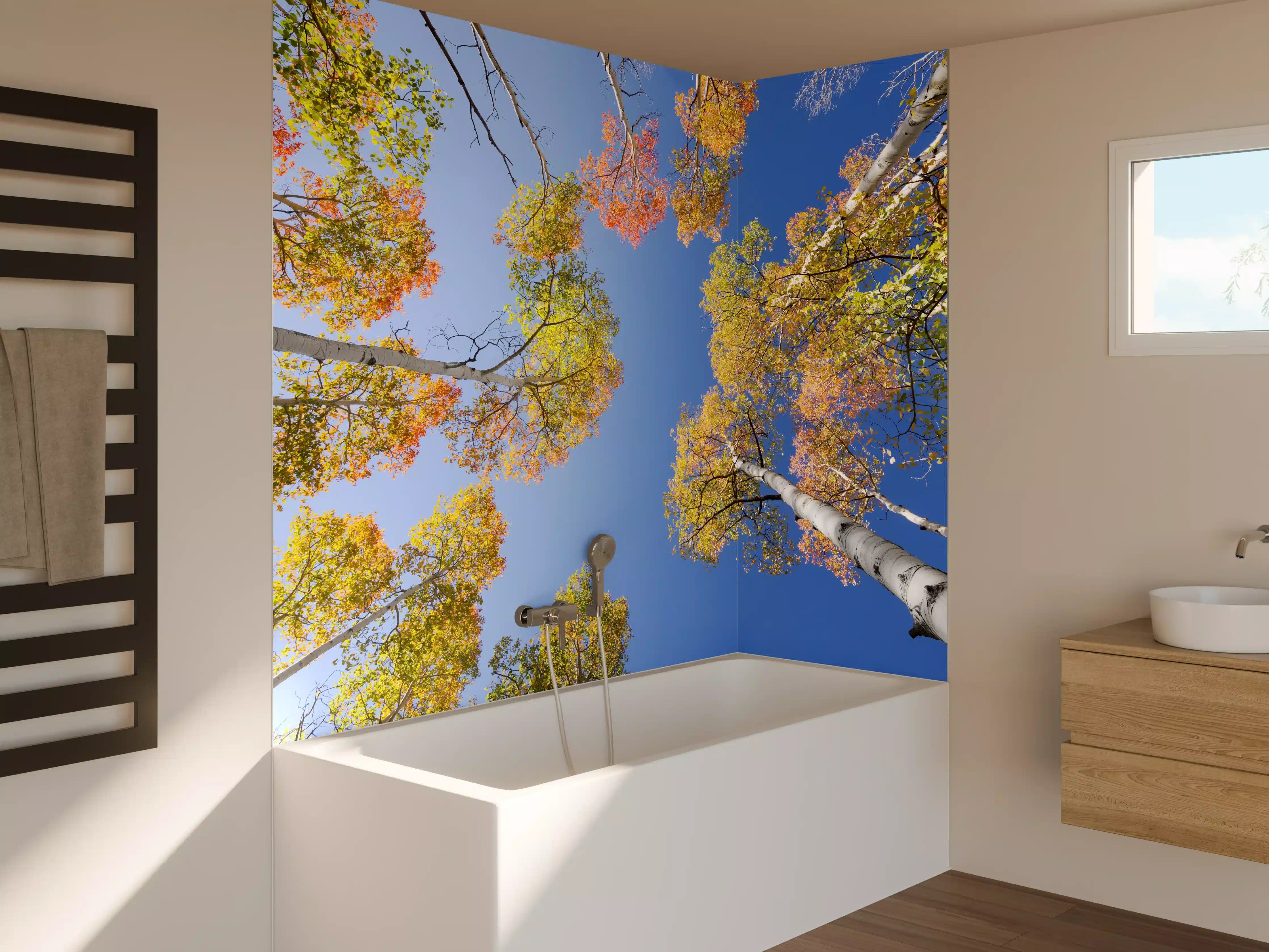 Badewannen-Rückwand - Herbstliche Birken
