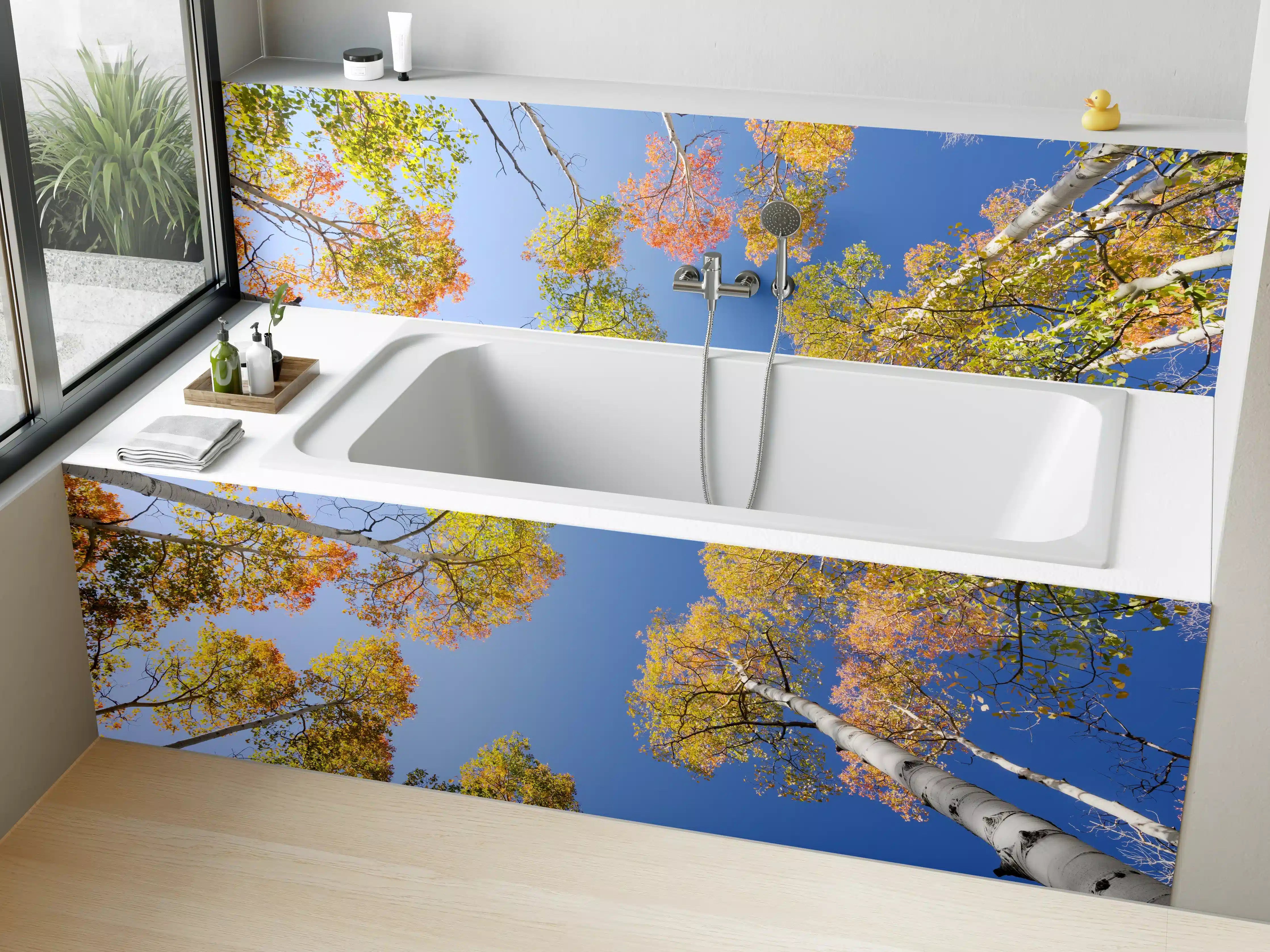 Badewannen-Rückwand - Herbstliche Birken
