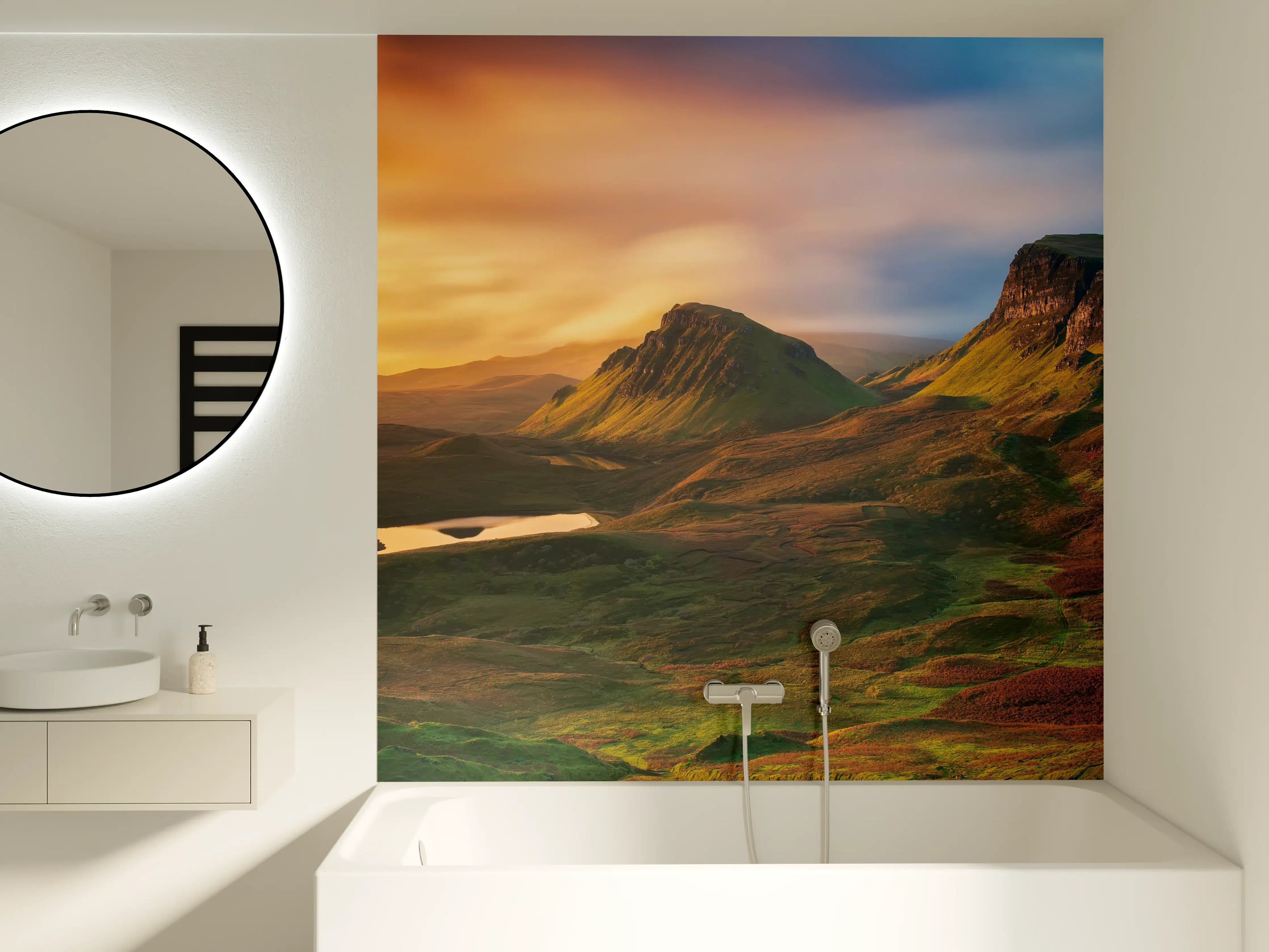 Badewannen-Rückwand - Herbstliche Highland-Landschaft