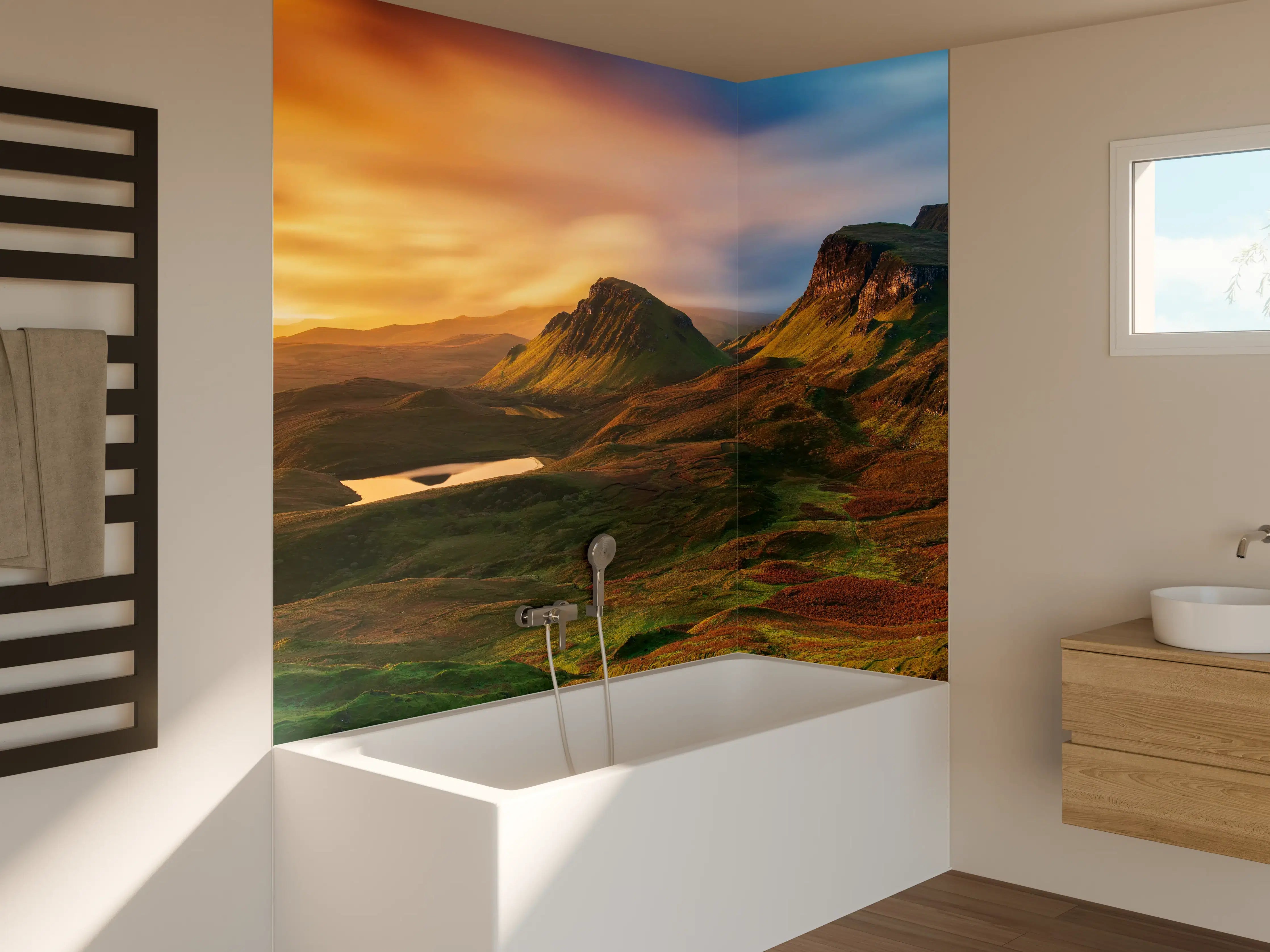 Badewannen-Rückwand - Herbstliche Highland-Landschaft