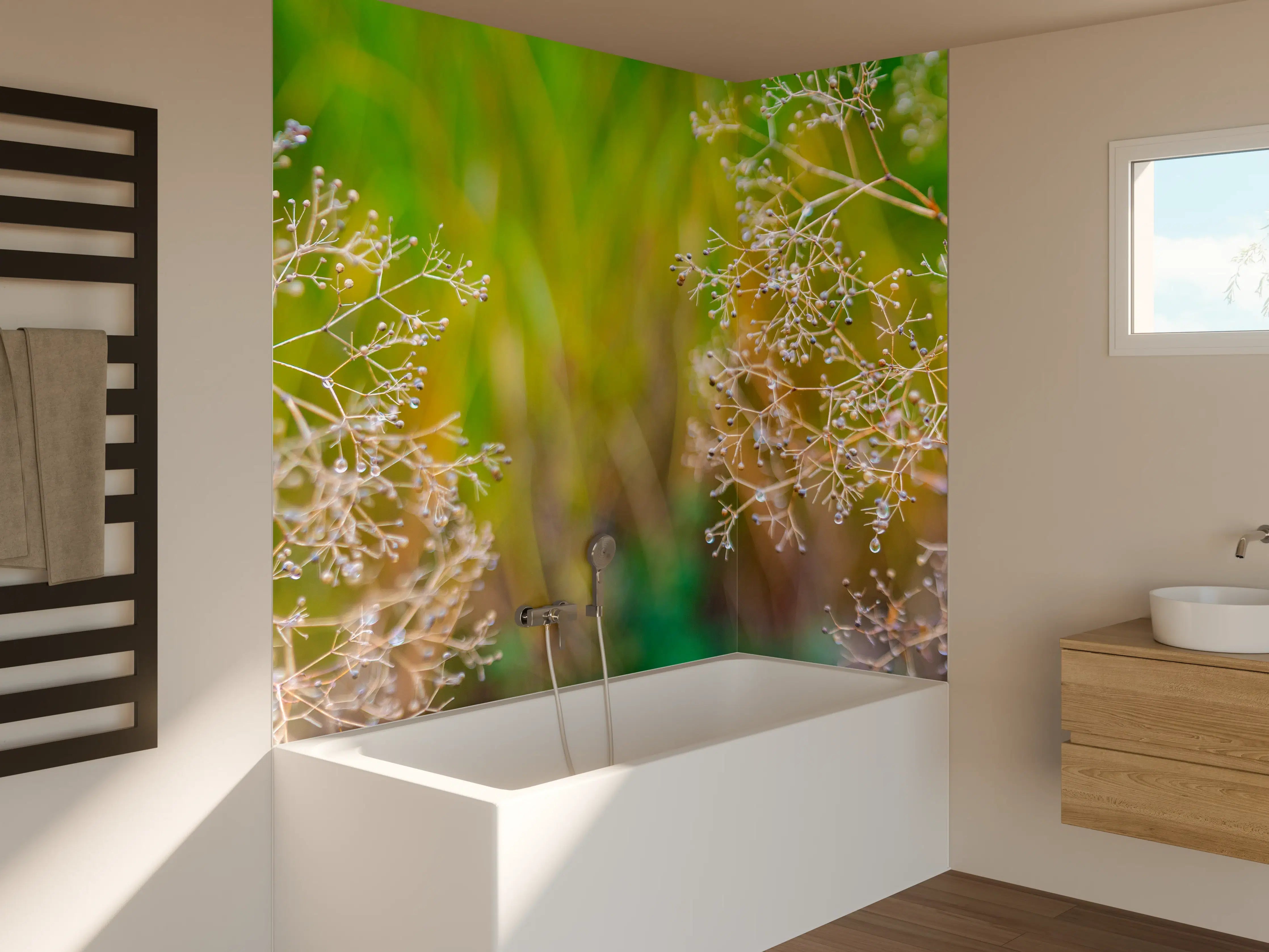 Badewannen-Rückwand - Herbstliche Trockenblumen