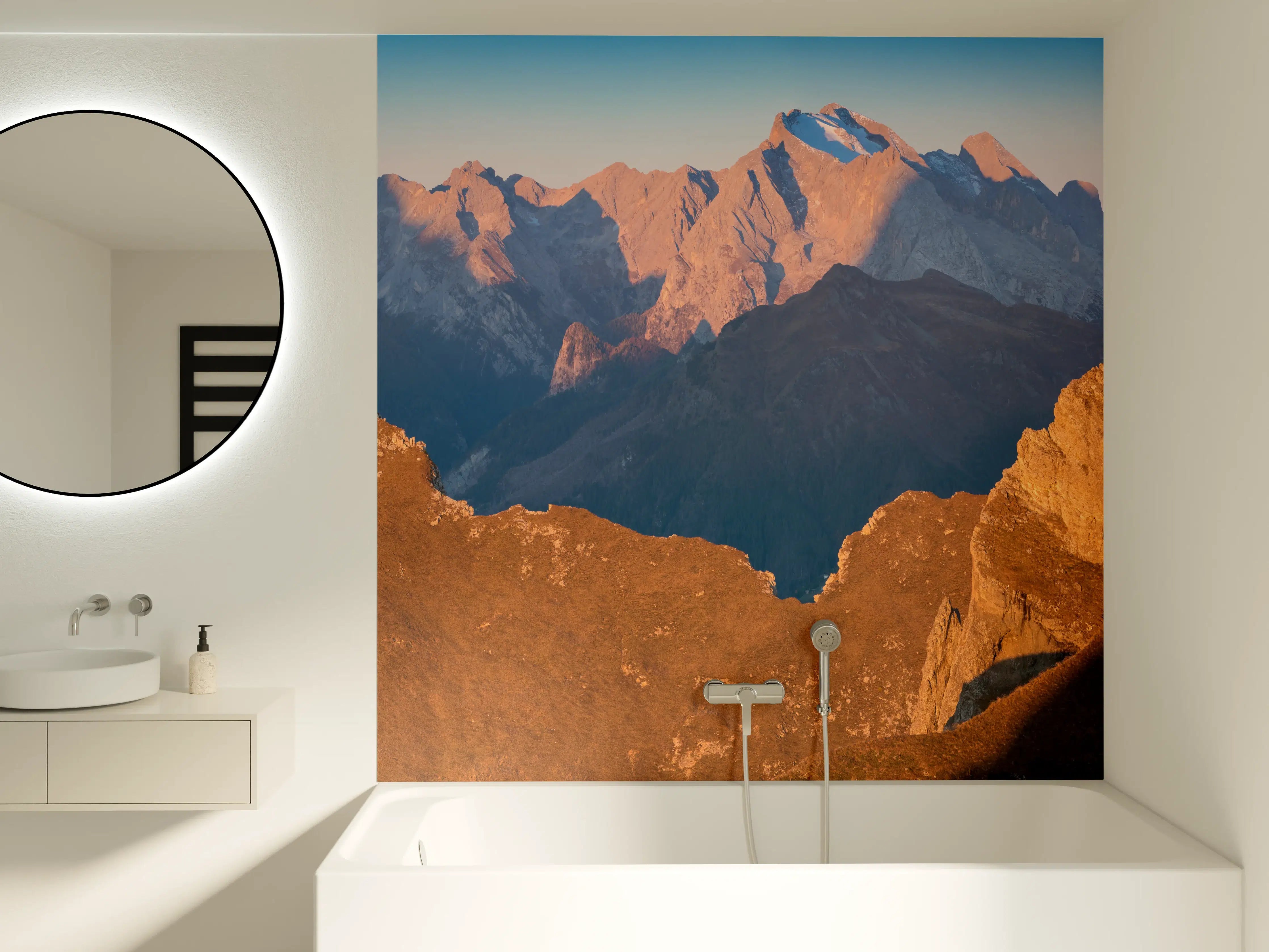 Badewannen-Rückwand - Herbstlicher Blick auf das Tal des Passo Giau - Italien