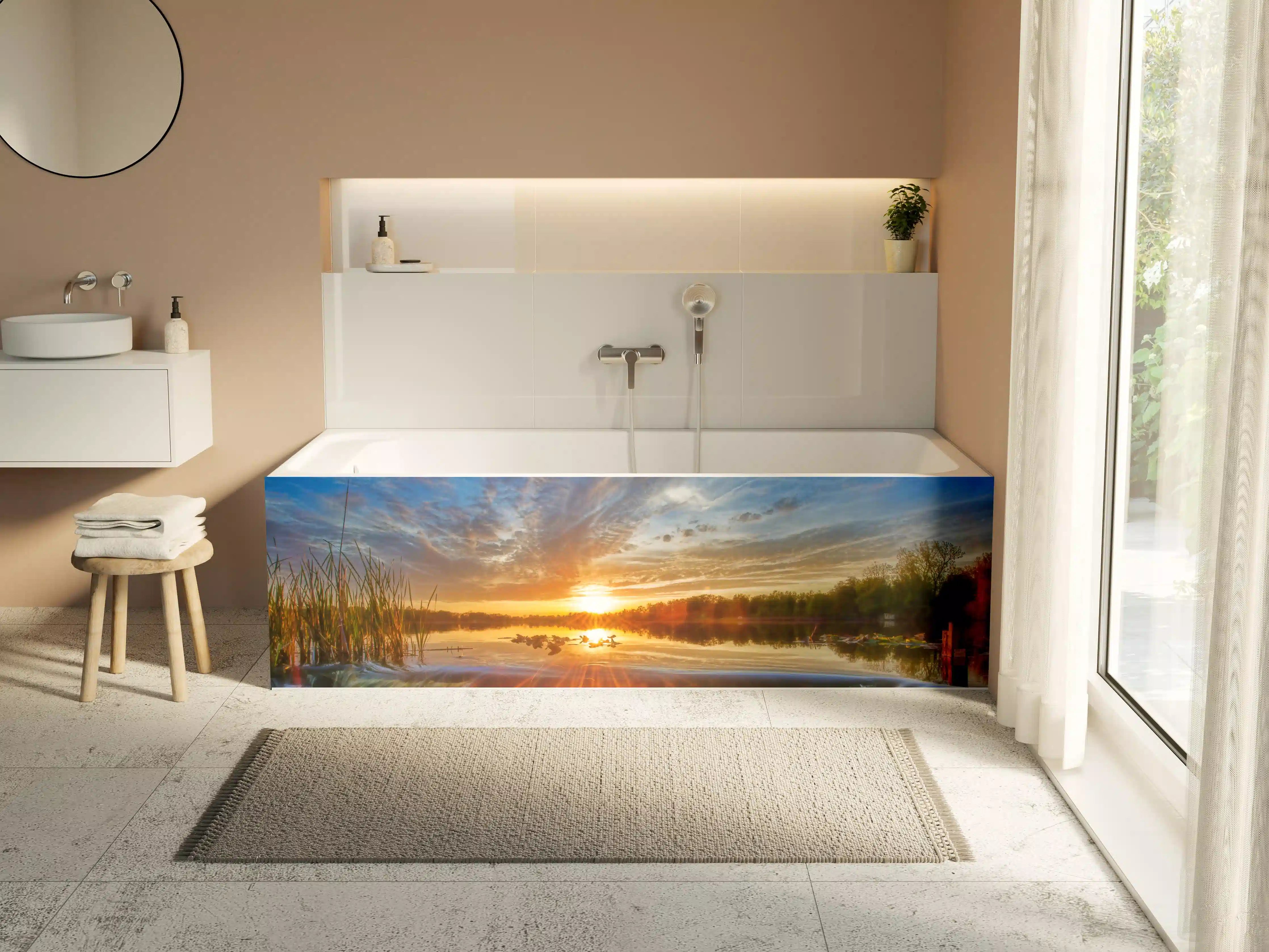 Badewannen-Rückwand - Herbstlicher Sonnenuntergang