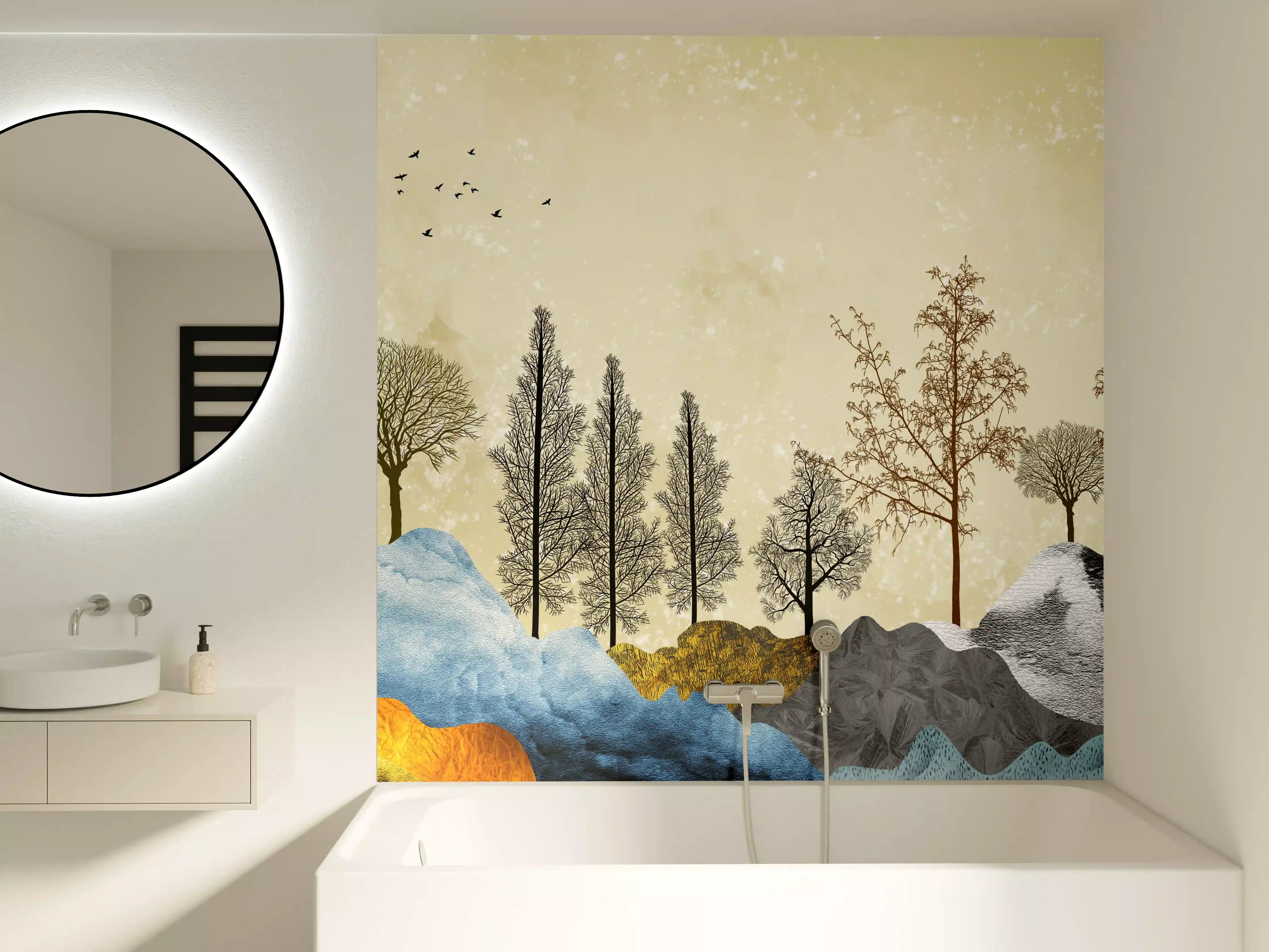 Badewannen-Rückwand - Herbstliches Gemälde