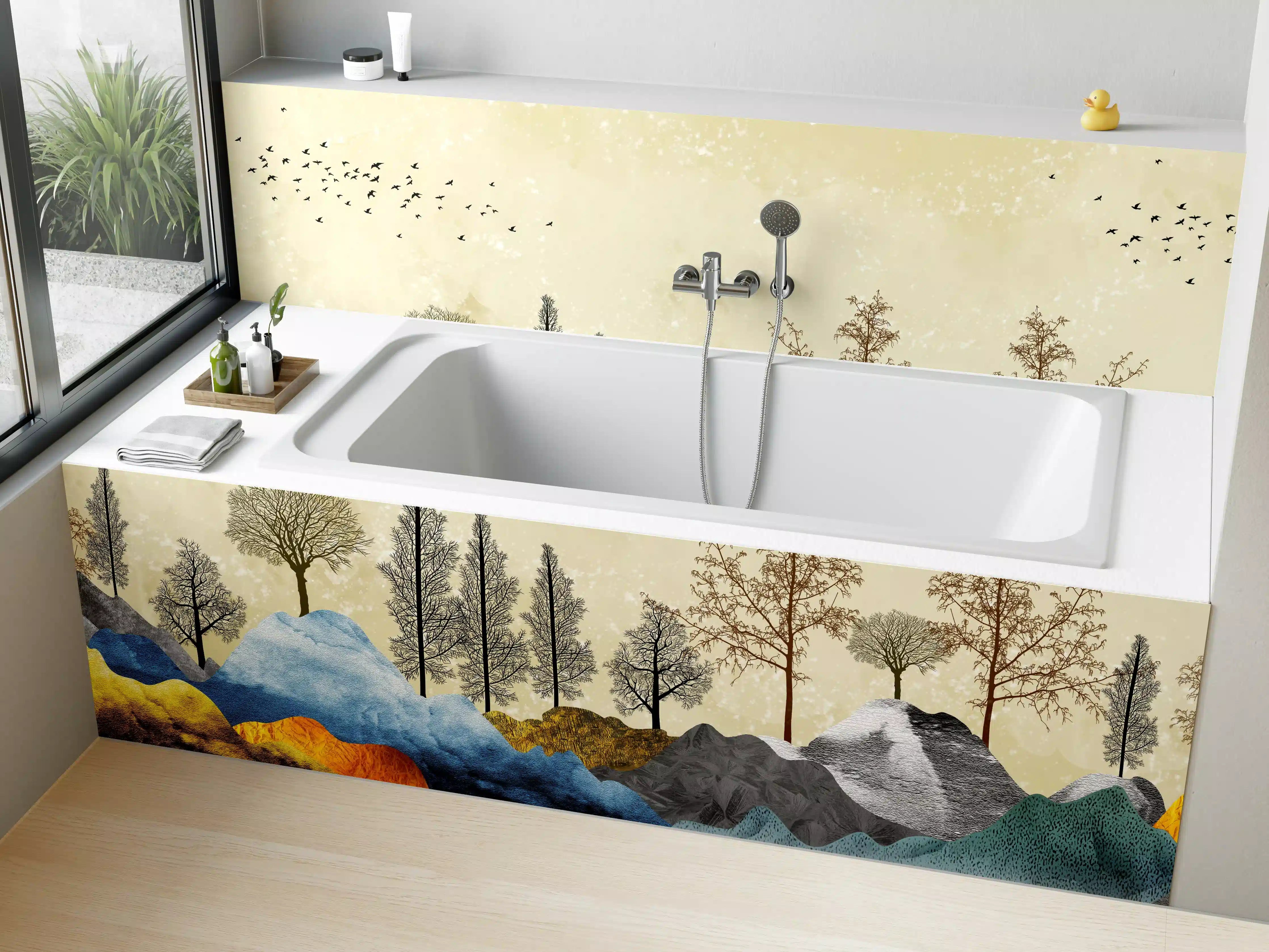 Badewannen-Rückwand - Herbstliches Gemälde