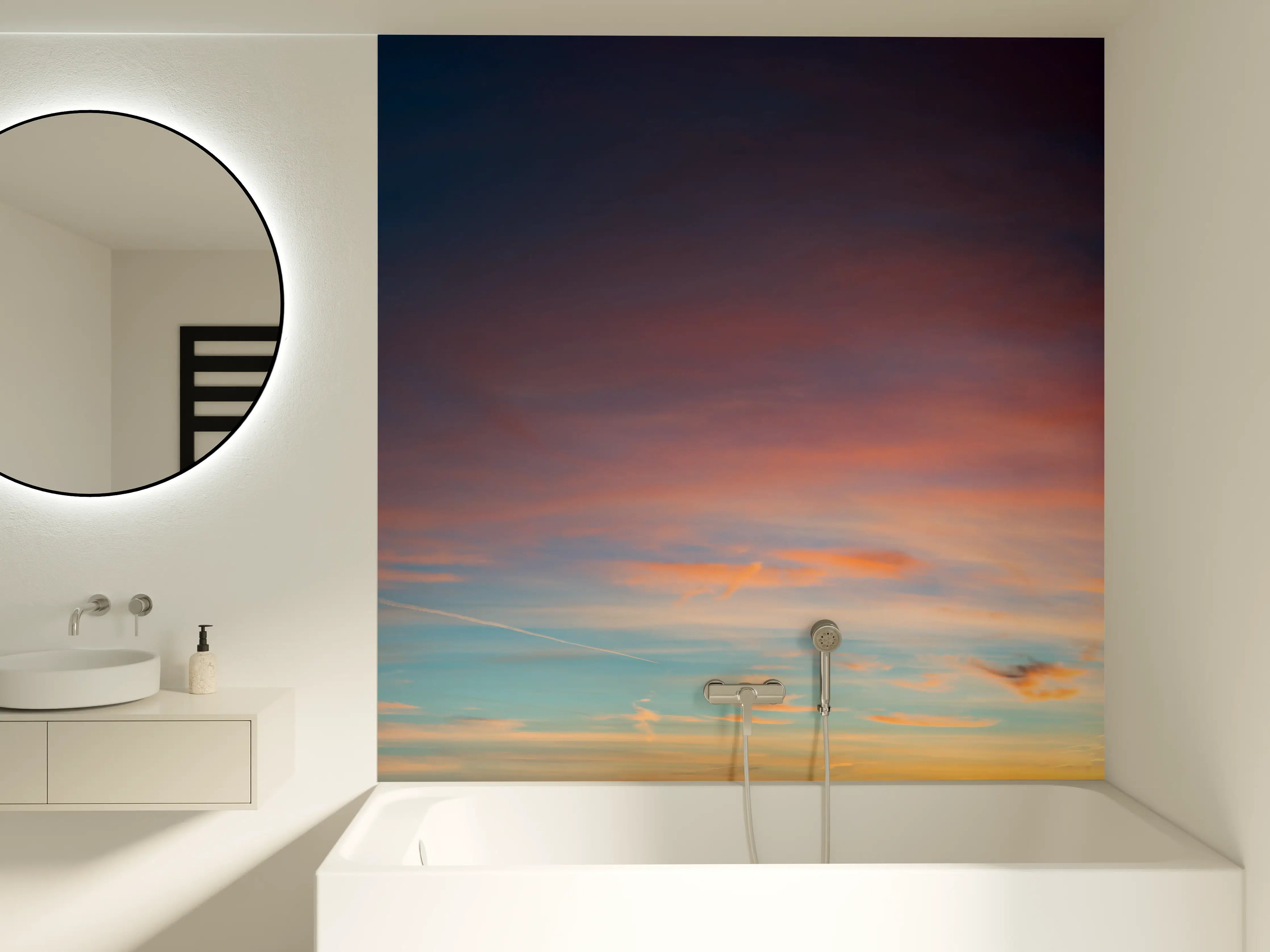 Badewannen-Rückwand - Himmelspanorama bei Sonnenuntergang