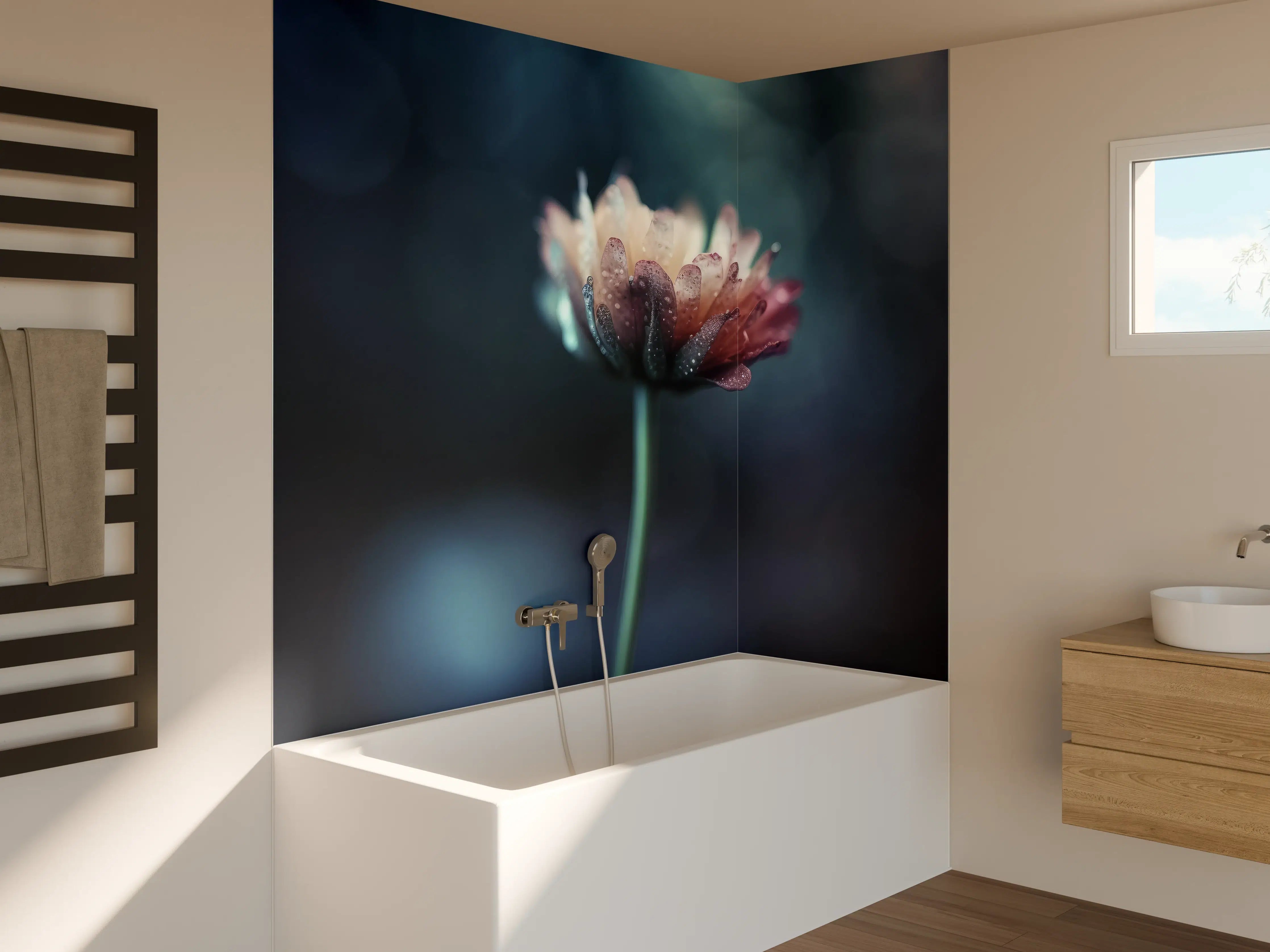 Badewannen-Rückwand - Hochauflösende Blume - verschwommen
