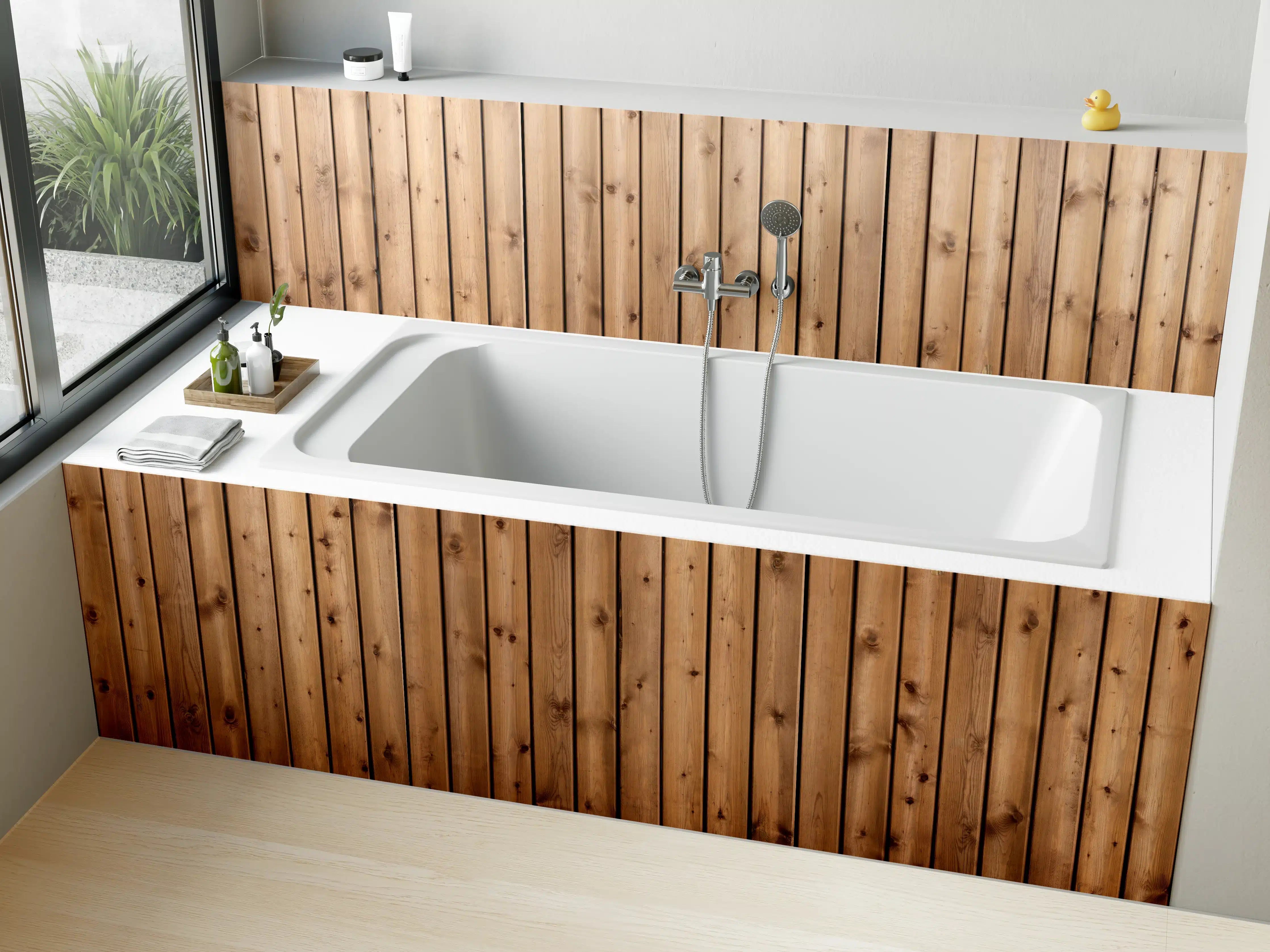 Badewannen-Rückwand - Hochauflösende Holzbrett-Struktur