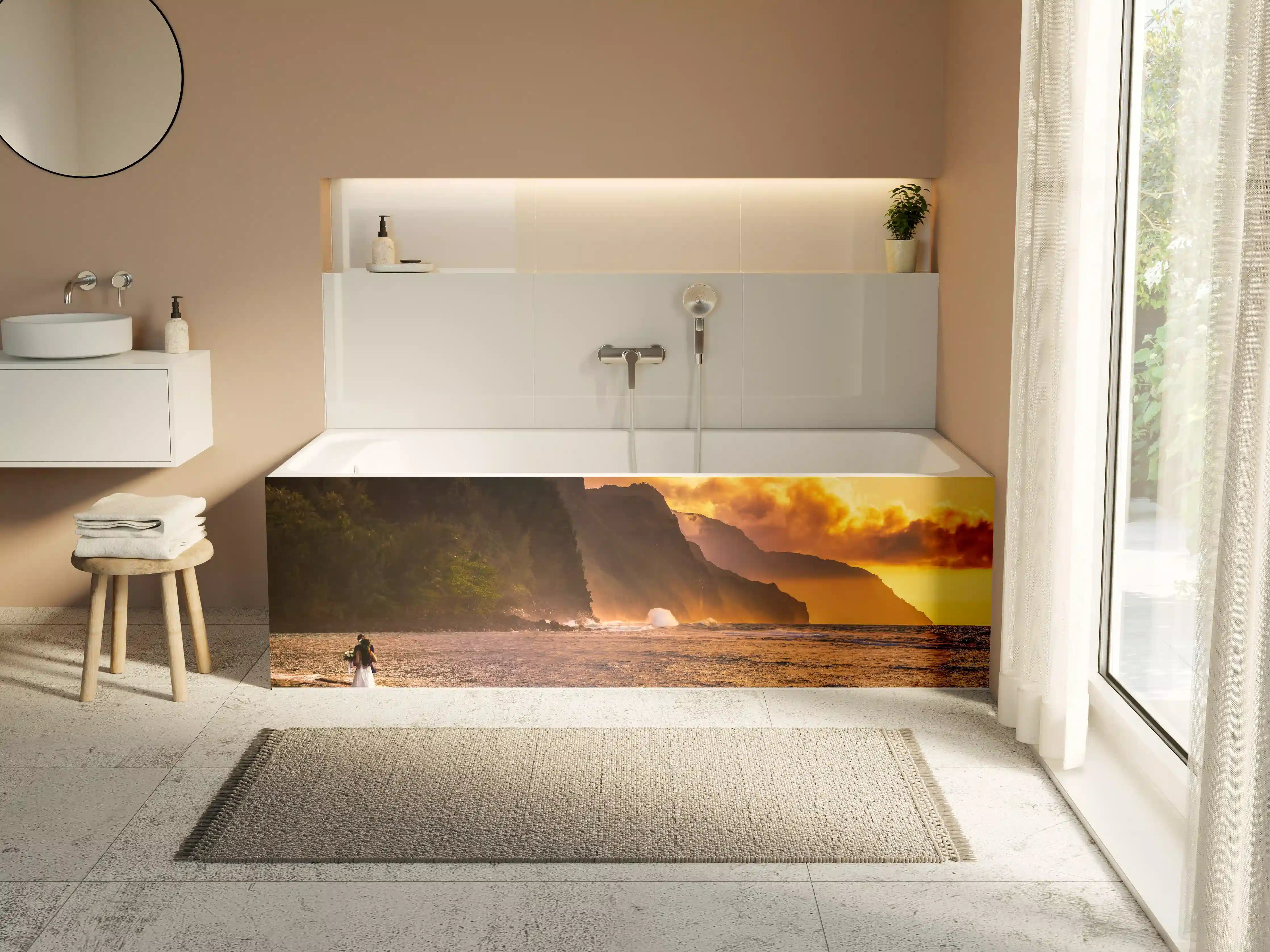 Badewannen-Rückwand - Hochzeitspaar auf Hawaii