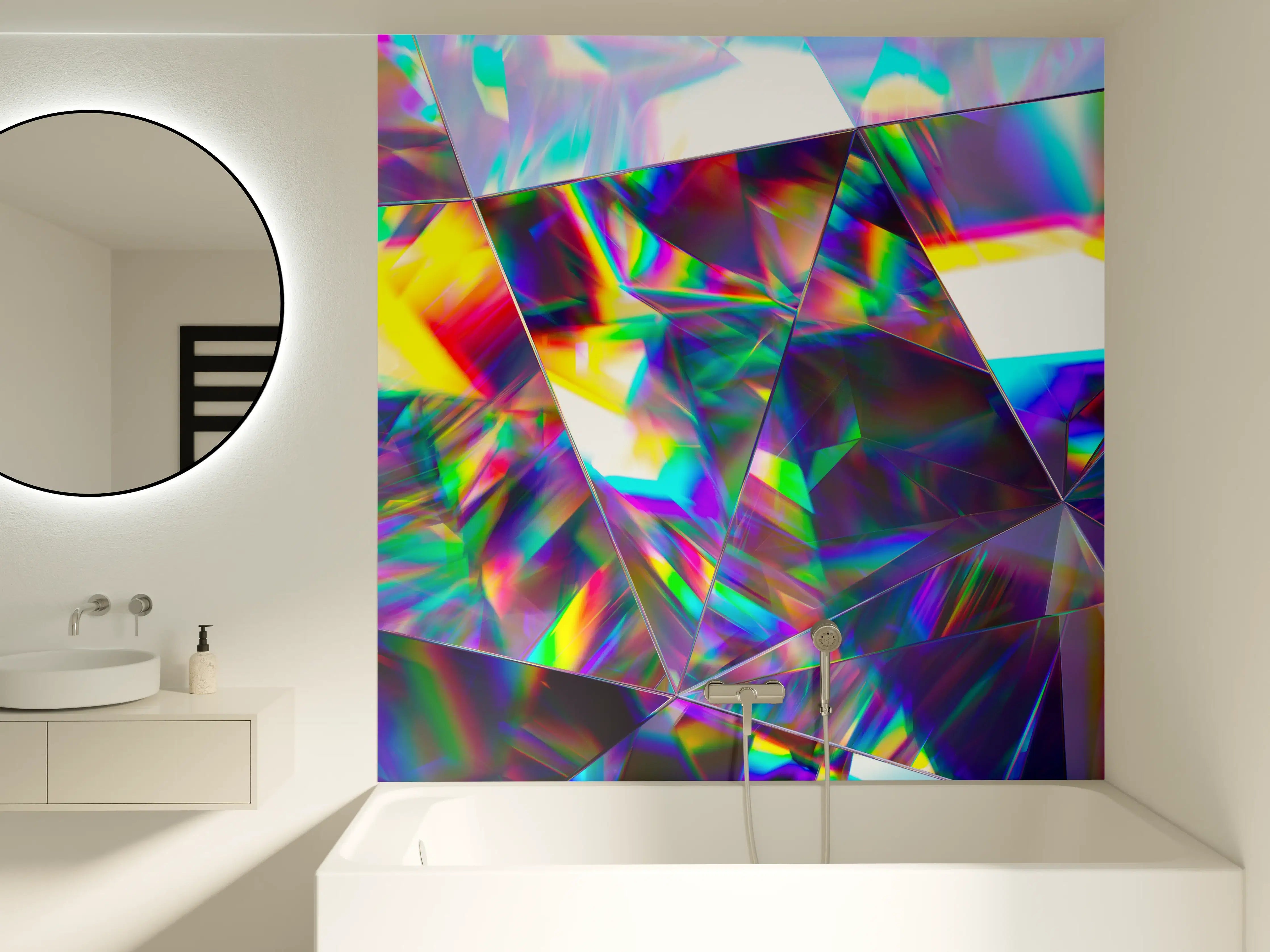 Badewannen-Rückwand - Holografisches Prisma in Regenbogenfarben