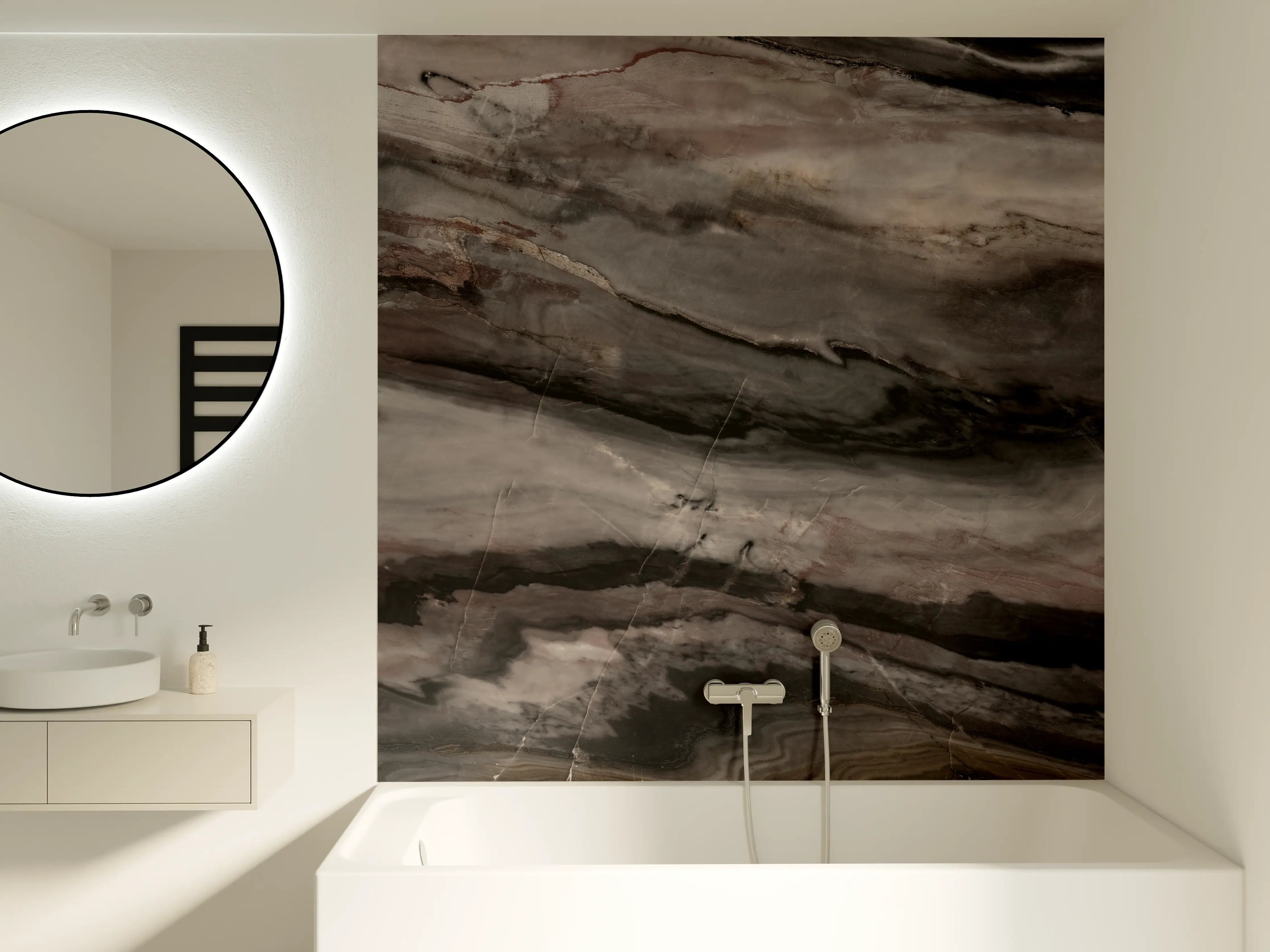 Badewannen-Rückwand - Holz-Marmor Textur