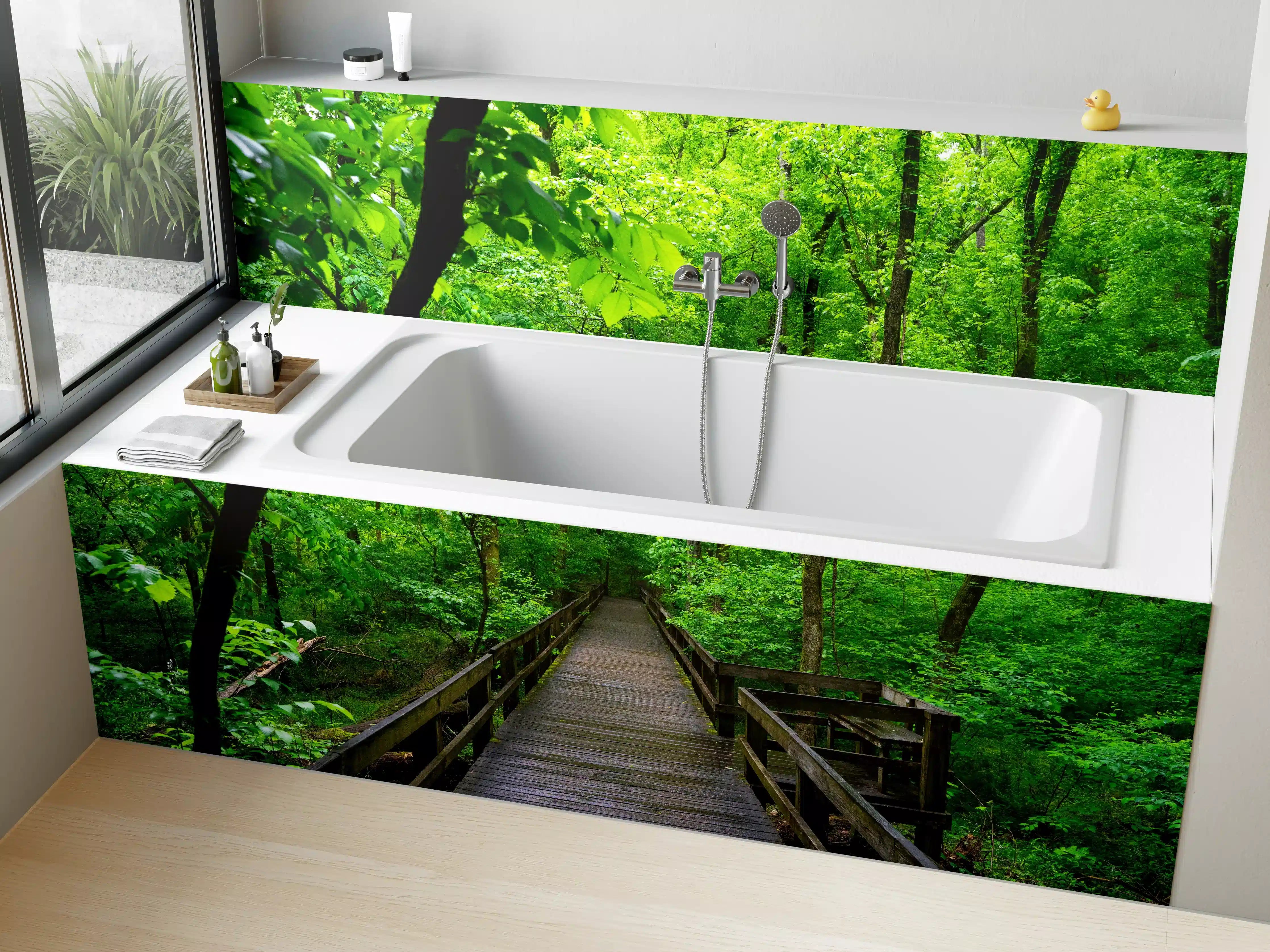 Badewannen-Rückwand - Holzbrücke im Wald - Congaree Nationalpark