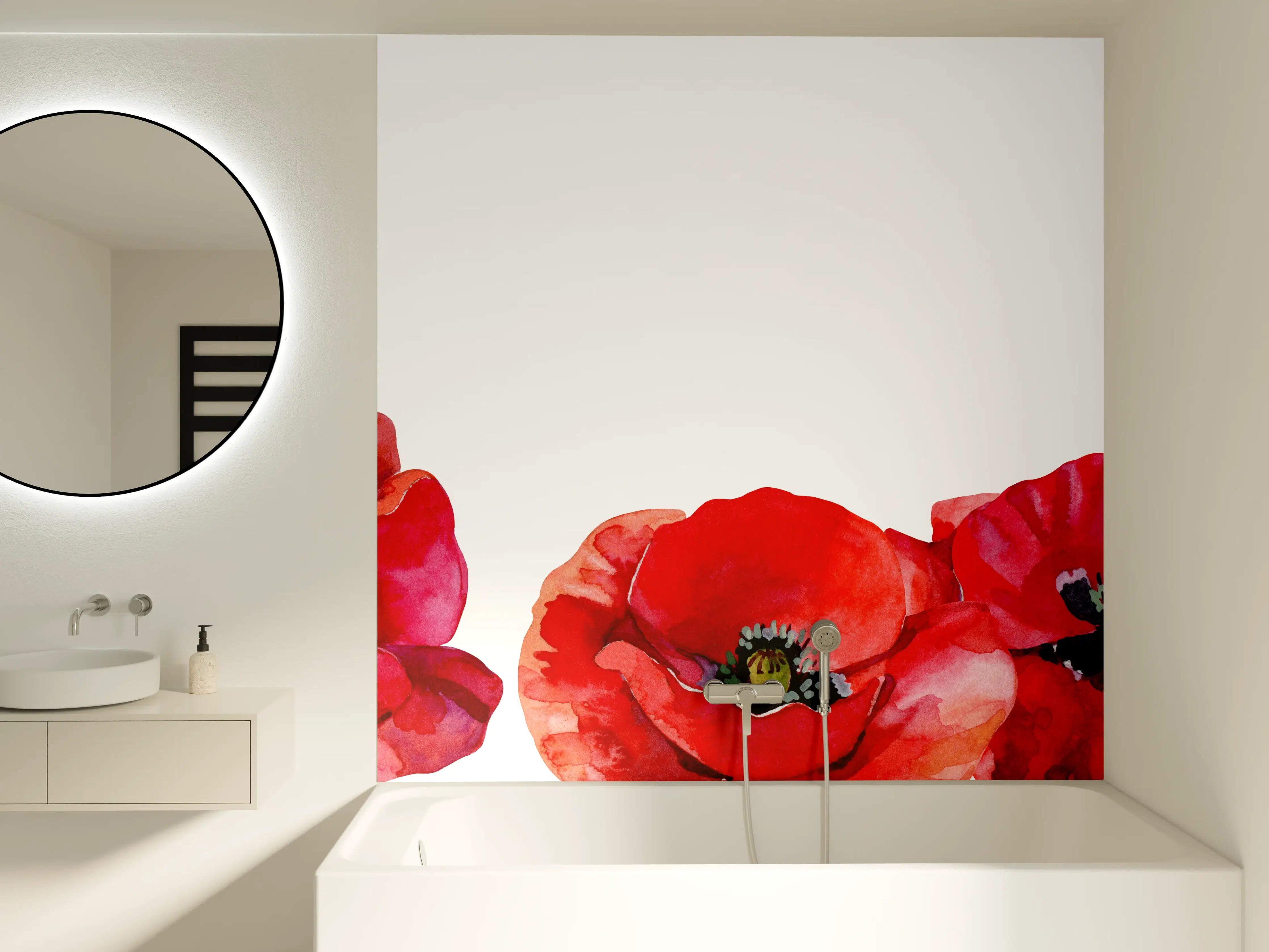Badewannen-Rückwand - Horizontale scharlachroten Mohnblumen