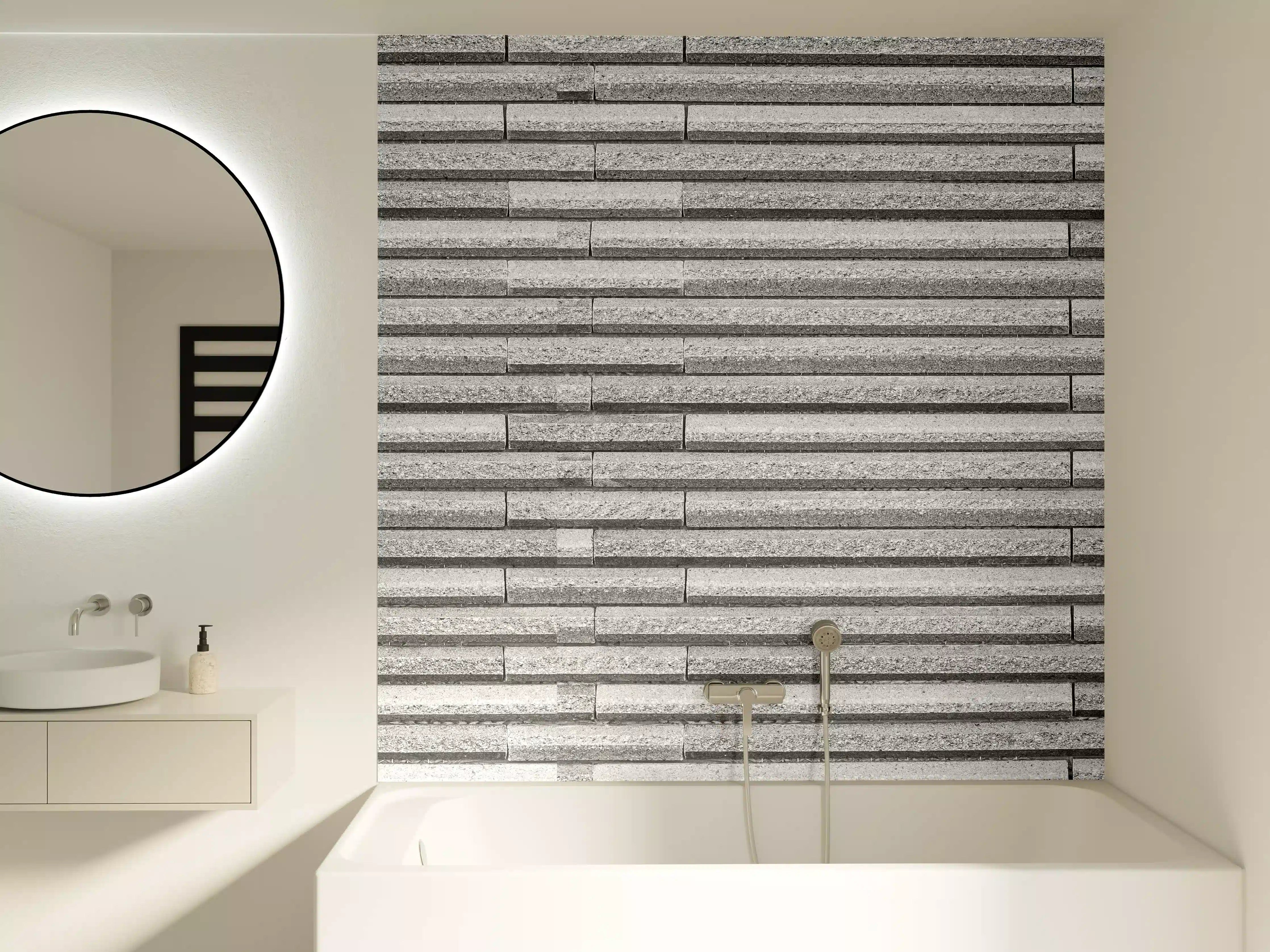 Badewannen-Rückwand - Horizontale weiße Steinwand Textur