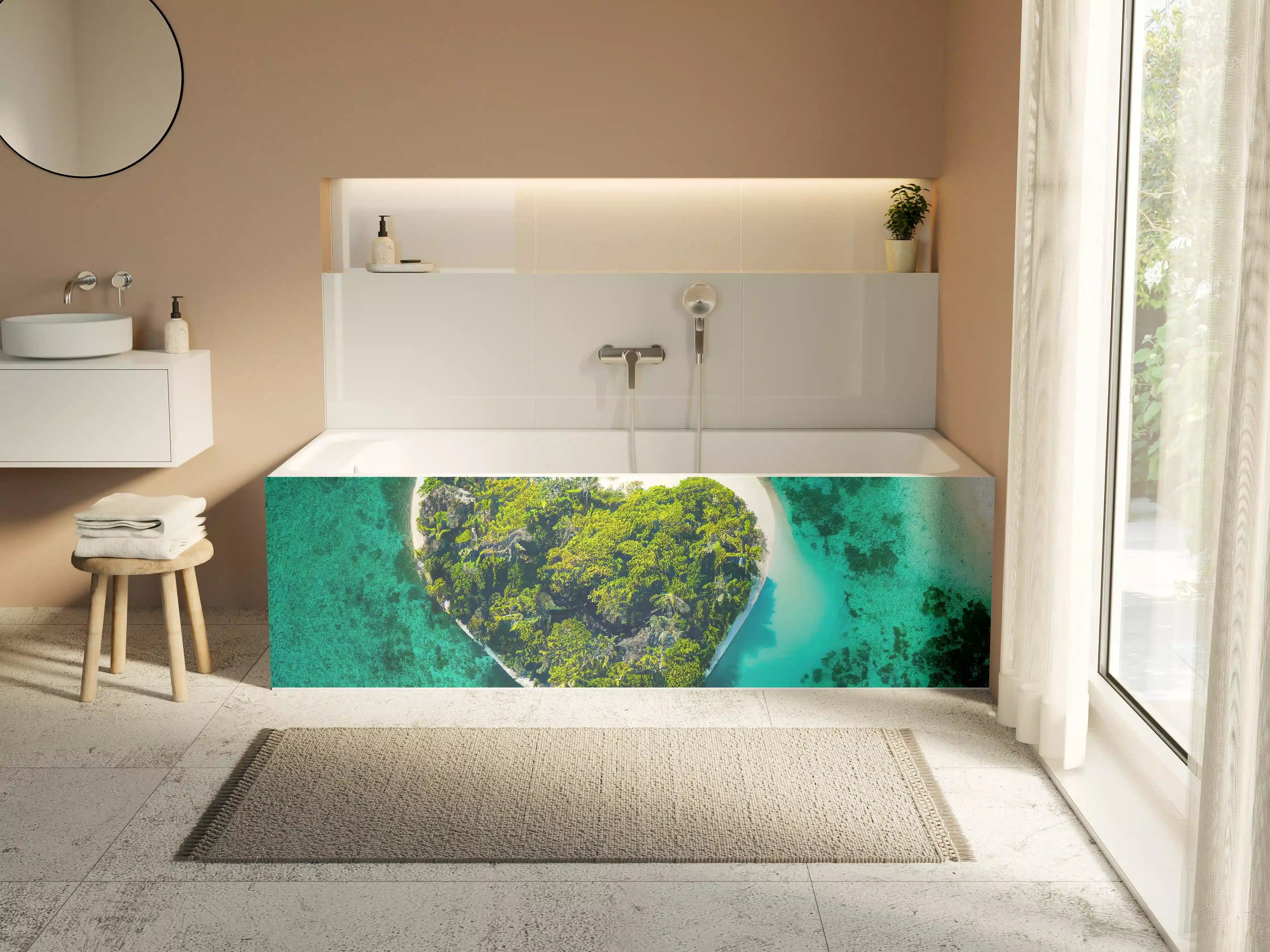 Badewannen-Rückwand - Insel in Herzform