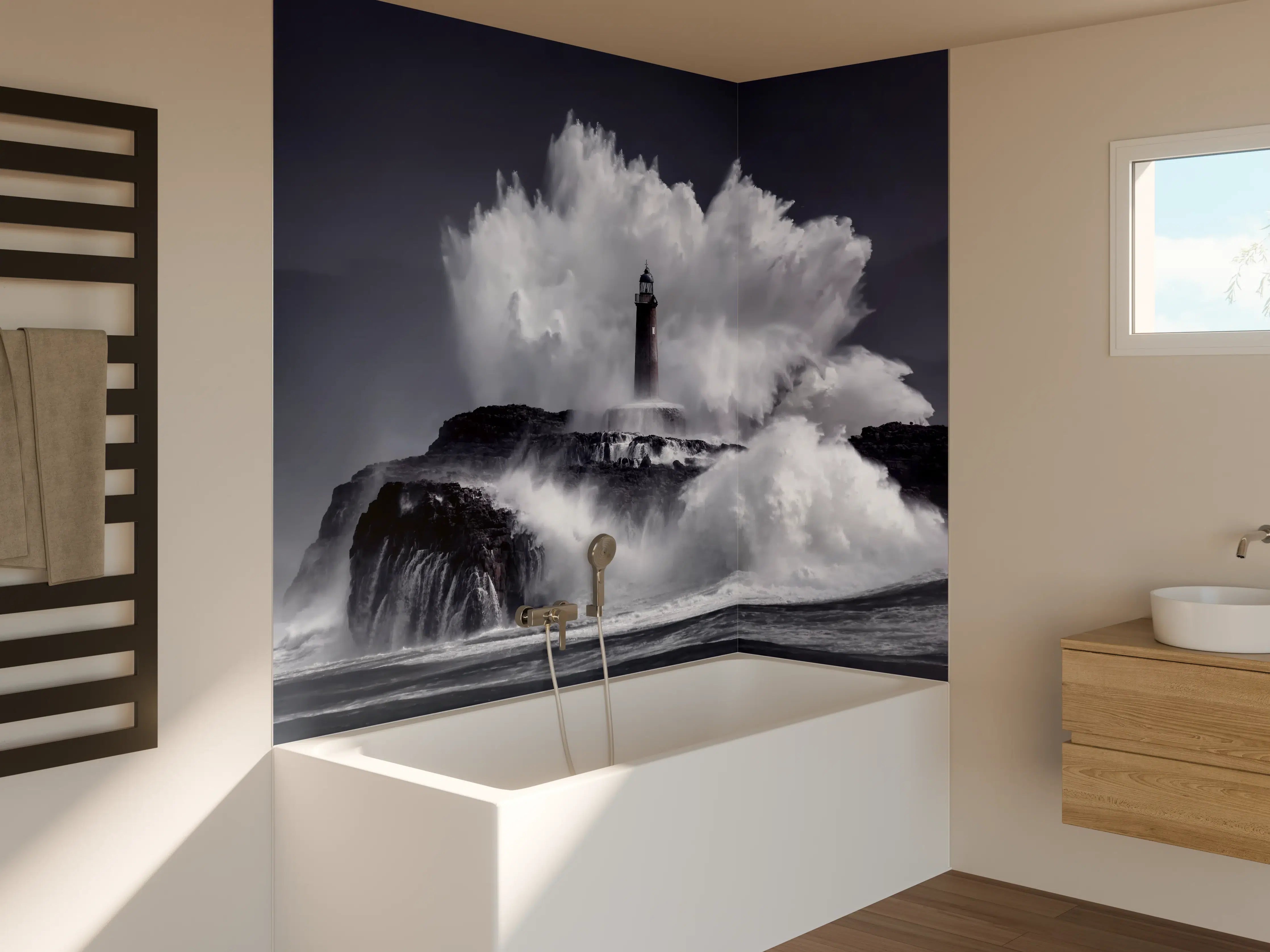 Badewannen-Rückwand - Insel mit großen Wellen