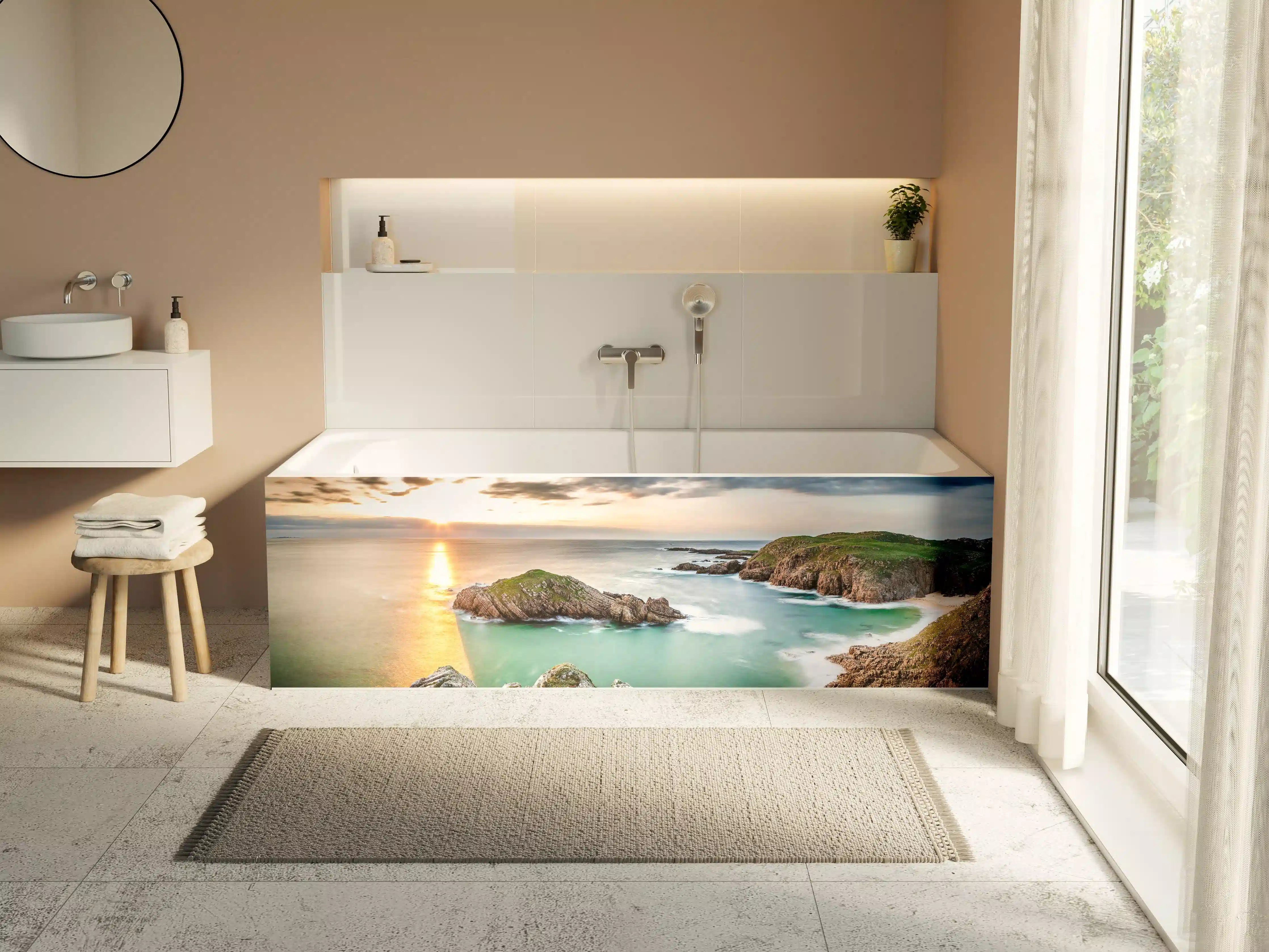 Badewannen-Rückwand - Irland Küstenpanorama Sonnenuntergang