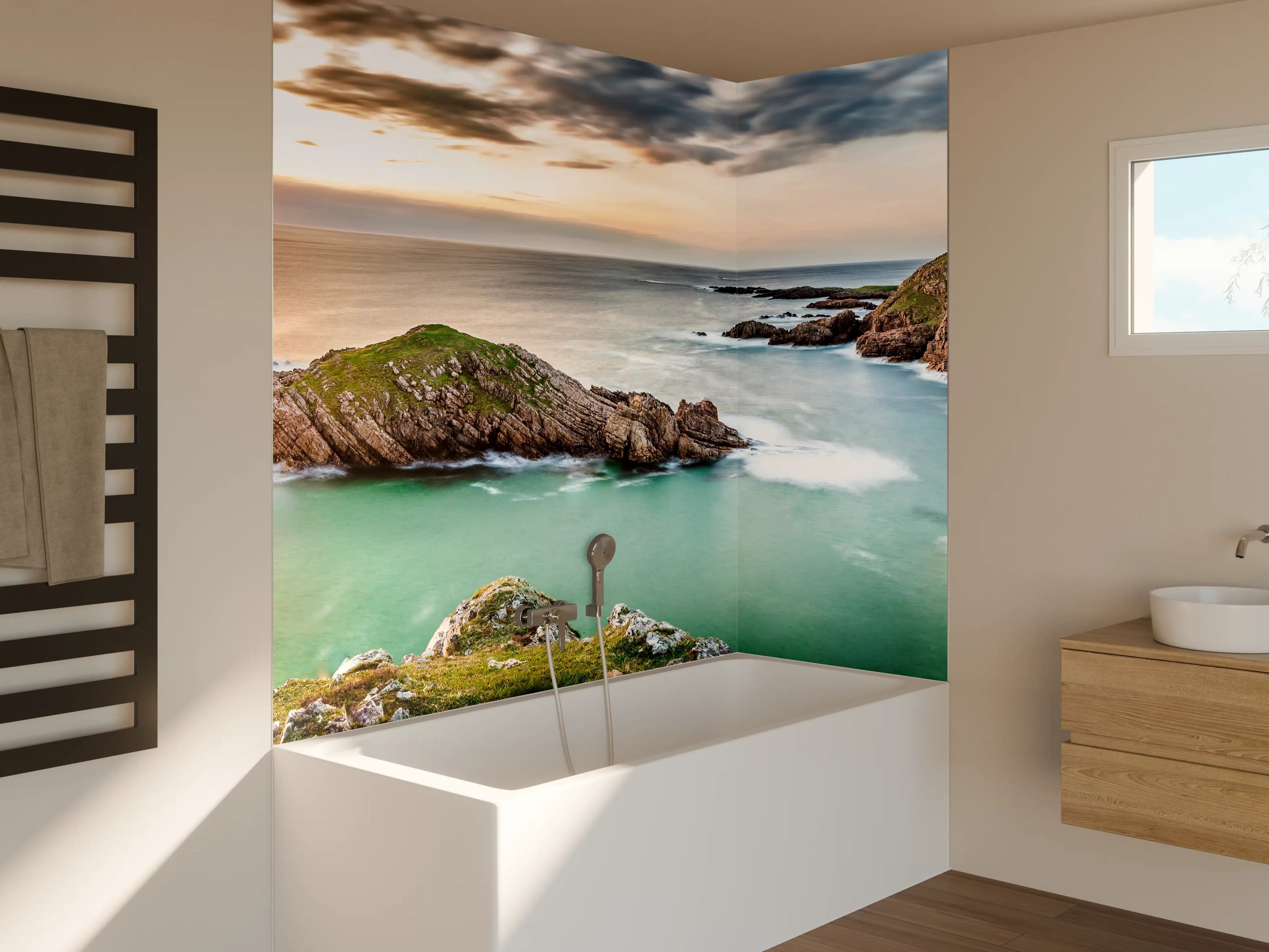 Badewannen-Rückwand - Irland Küstenpanorama Sonnenuntergang