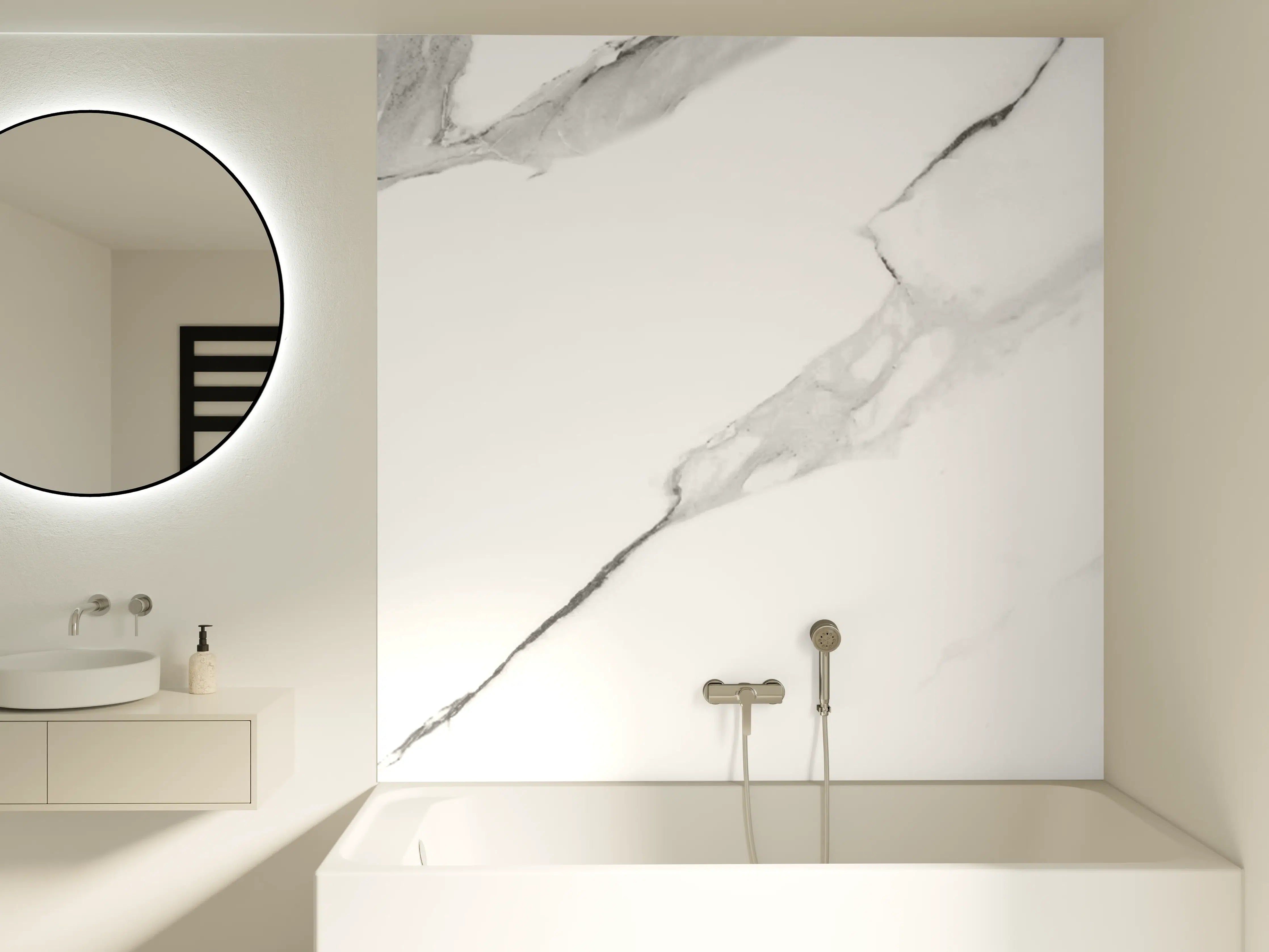 Badewannen-Rückwand - Italienischer Statuario Marmor