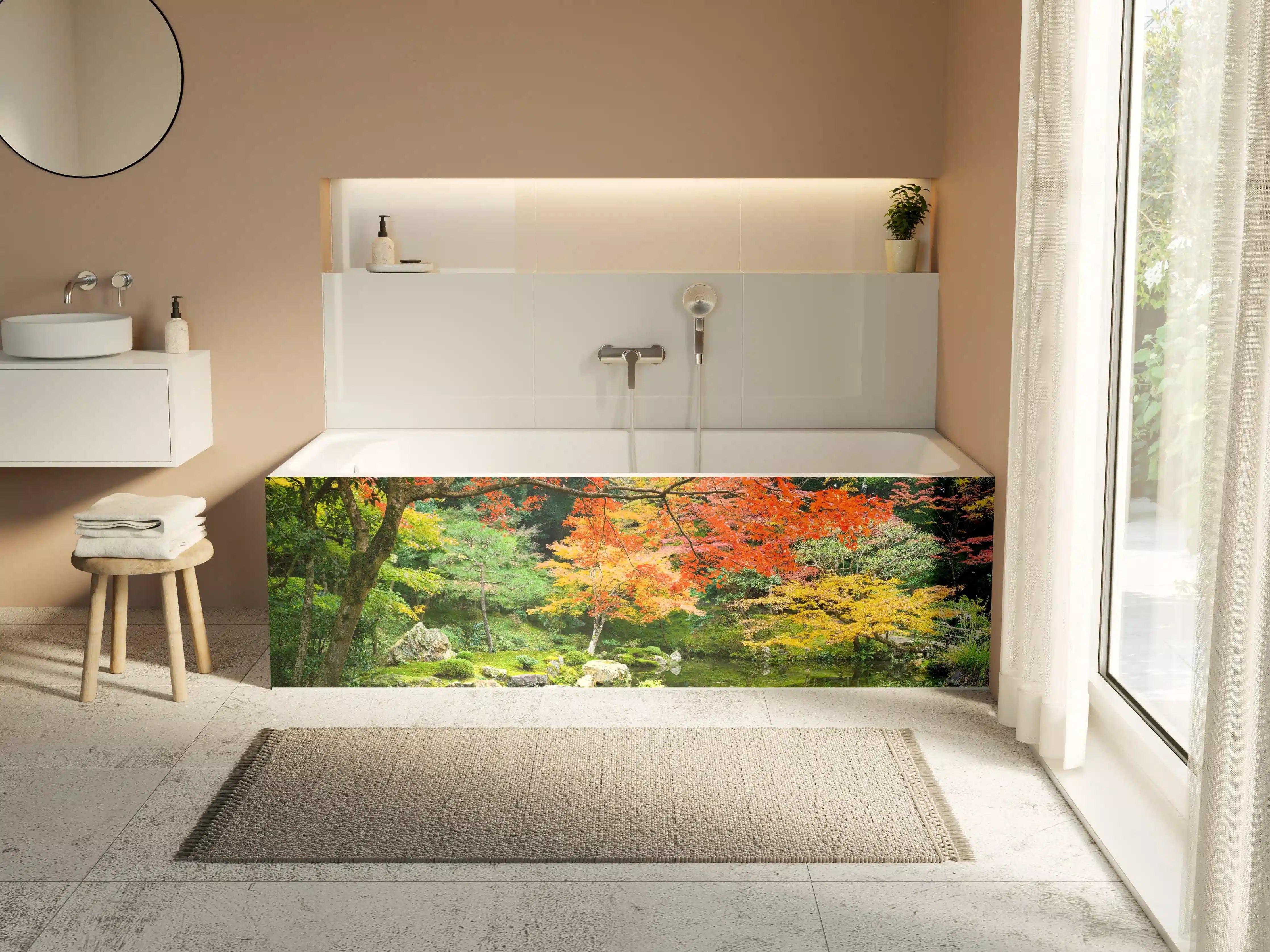 Badewannen-Rückwand - Japanischer Garten im Herbst