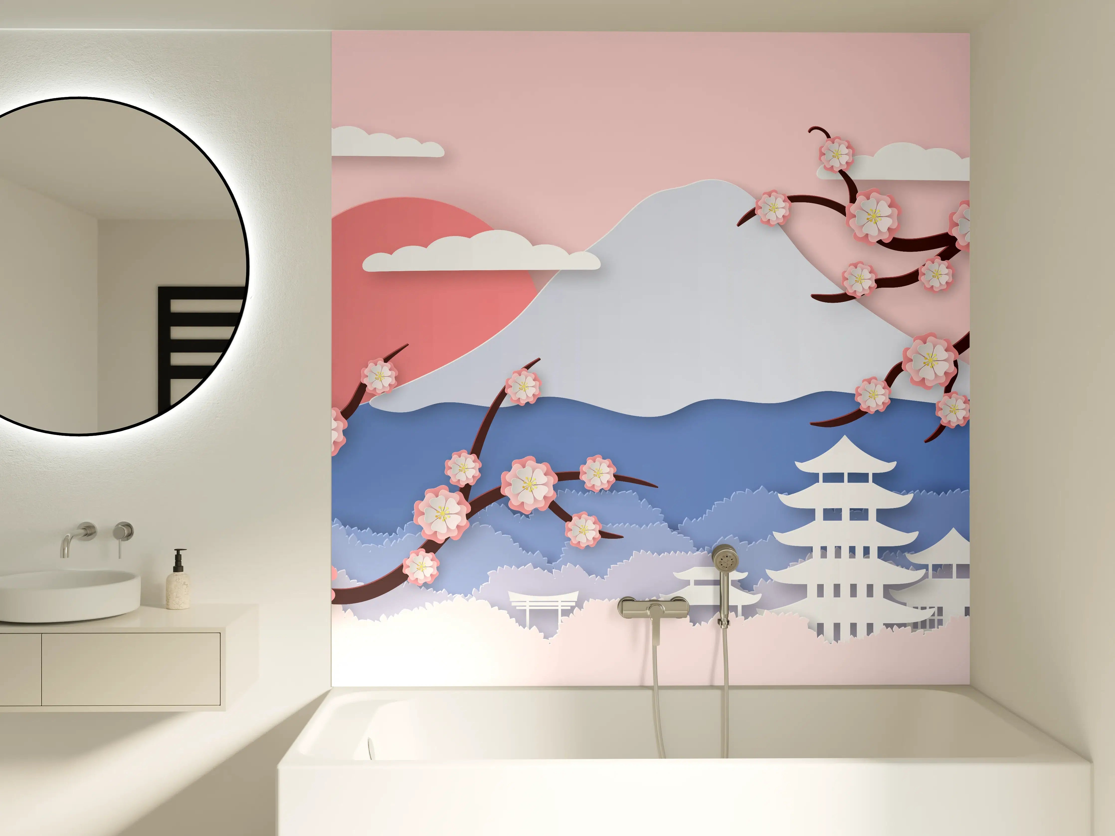 Badewannen-Rückwand - Japanischer Kirschblüten-Ansicht
