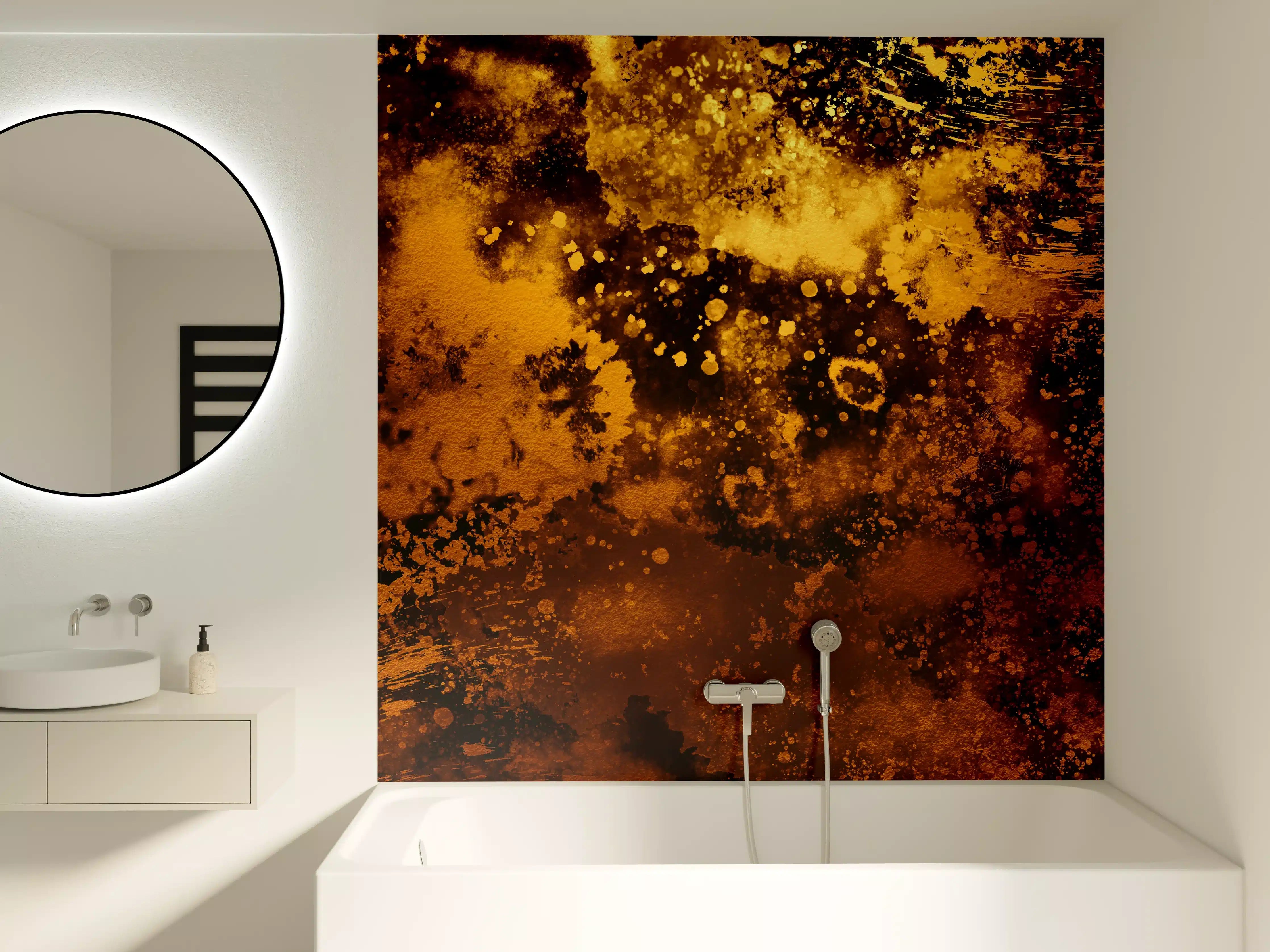 Badewannen-Rückwand - Japanisches Kunstwerk - Sengoku Gold