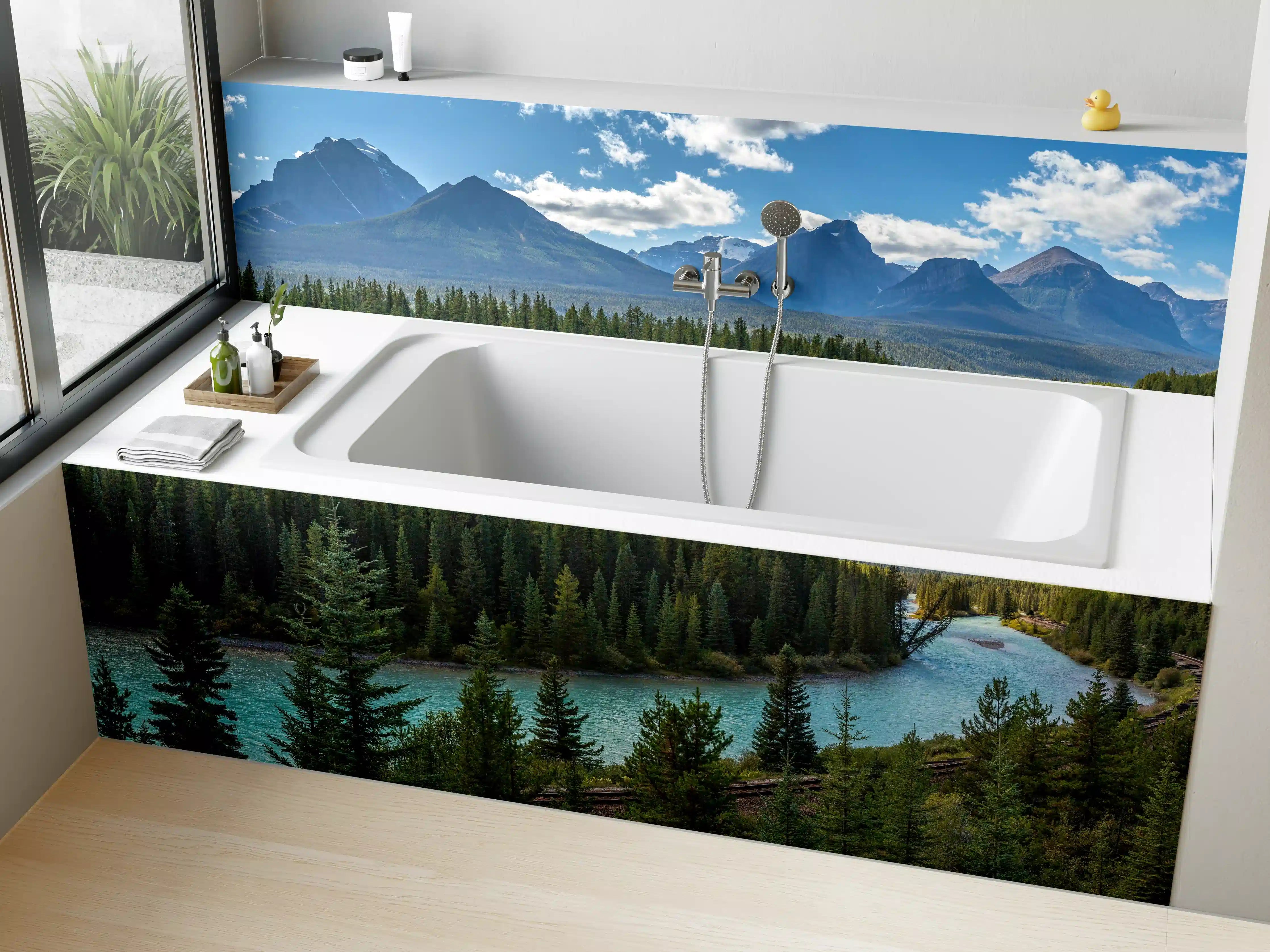 Badewannen-Rückwand - Kanada Nationalpark Natur Zug Gleisen