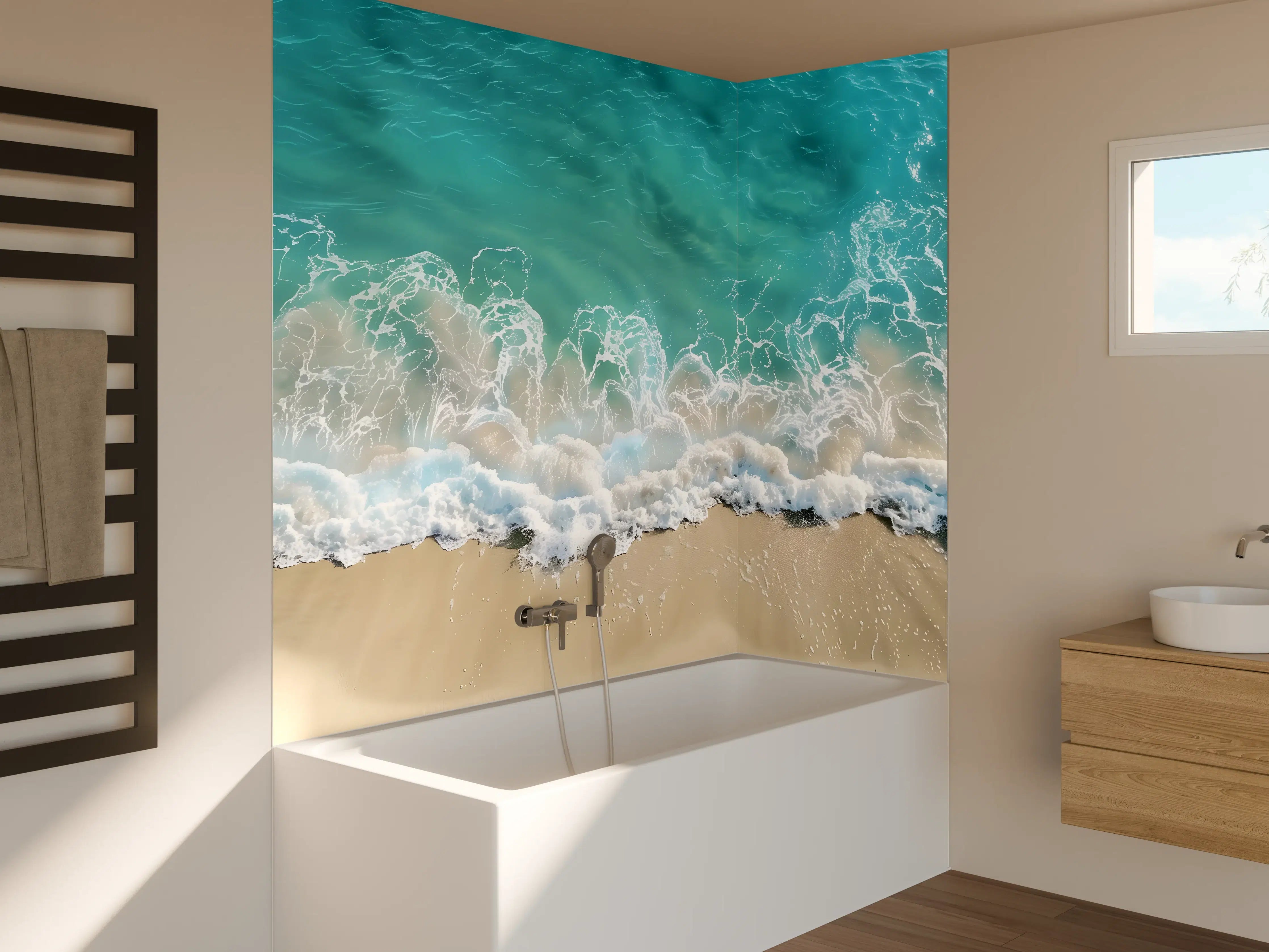 Badewannen-Rückwand - Karibik Strand mit türkisblauem Wasser