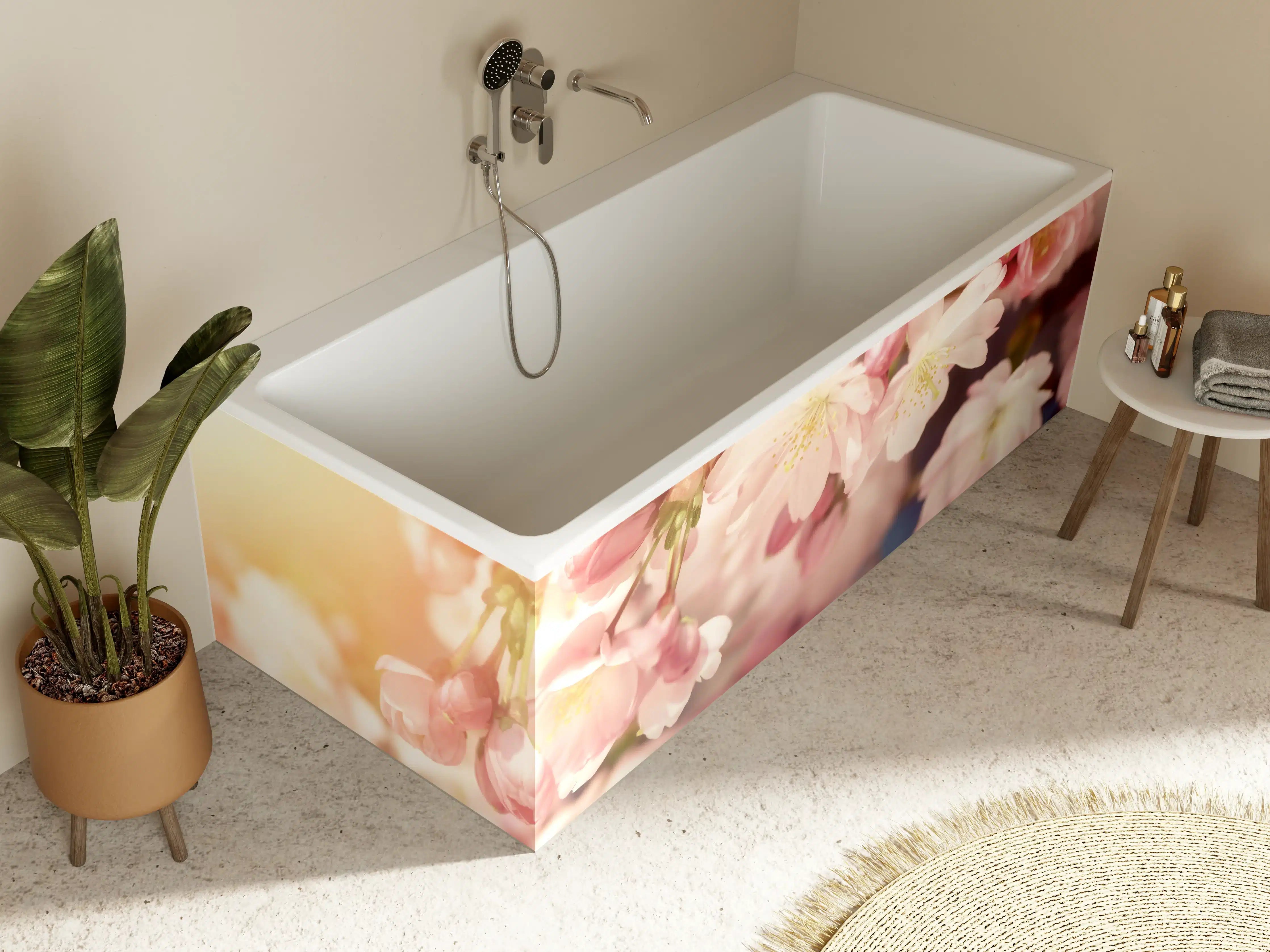 Badewannen-Rückwand - Kirschblüten im Sonnenlicht 