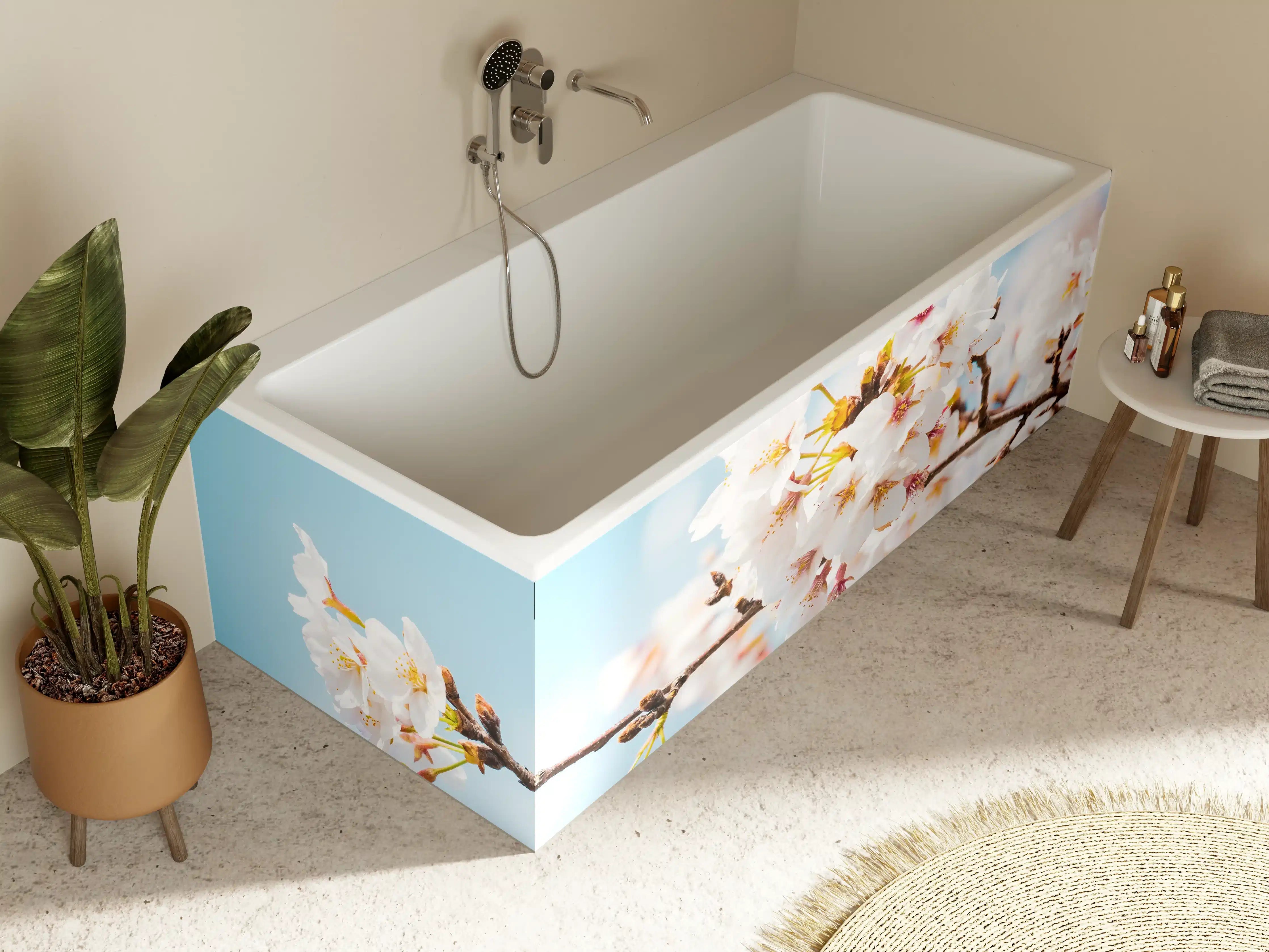 Badewannen-Rückwand - Kirschblüten in voller Blüte