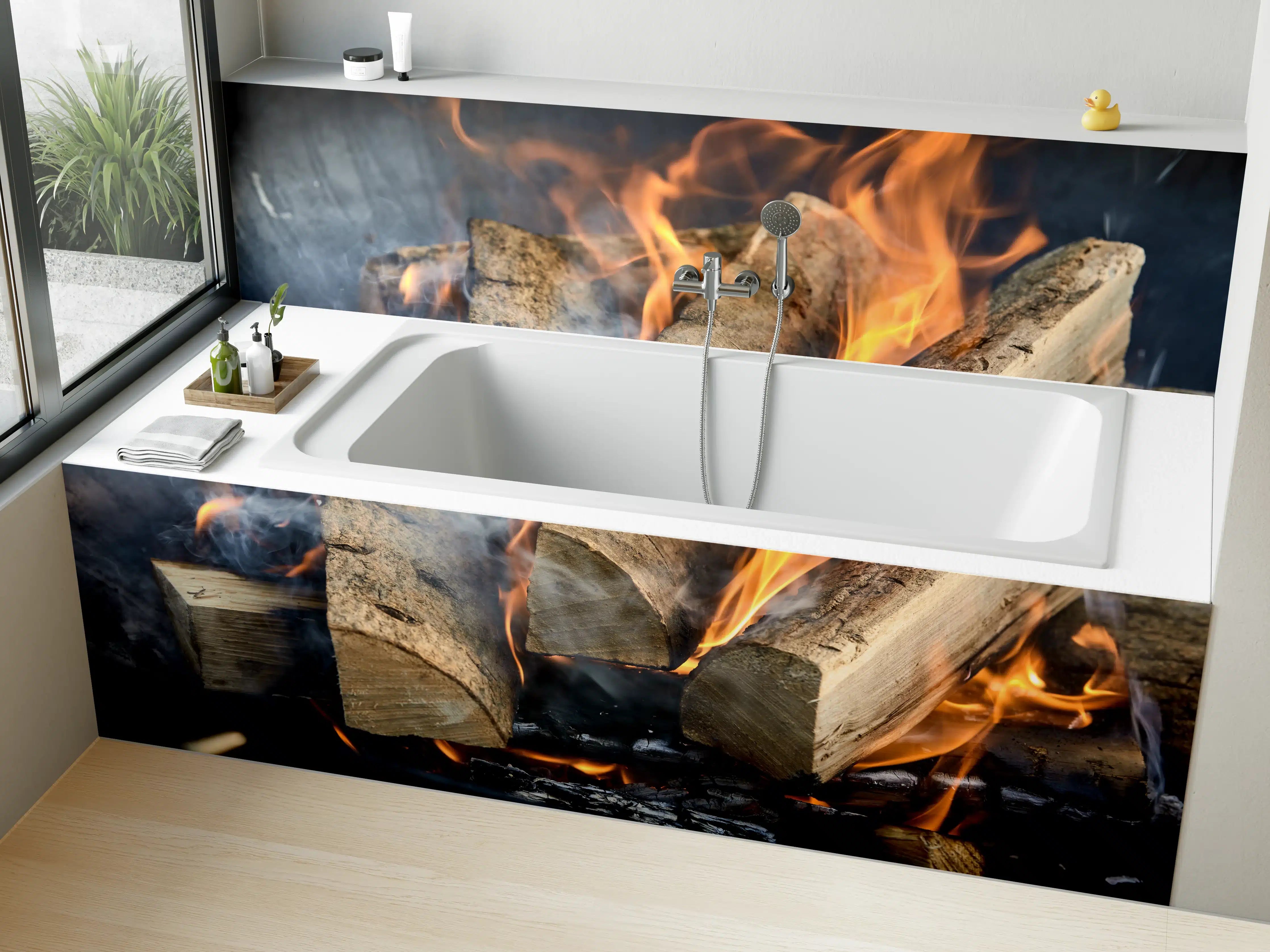 Badewannen-Rückwand - Klassisches Feuer