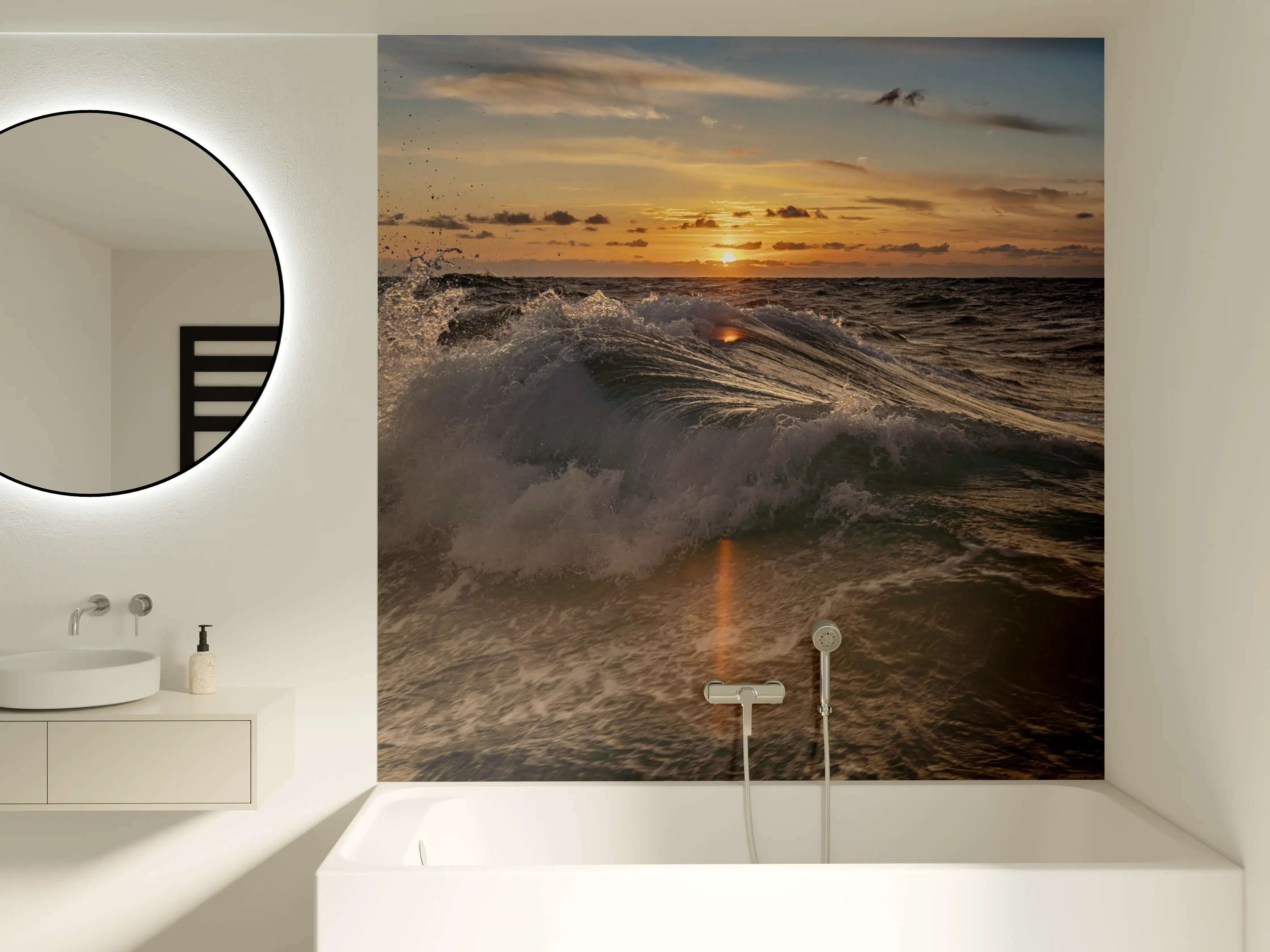 Badewannen-Rückwand - Kleine Windwelle bei Sonnenuntergang